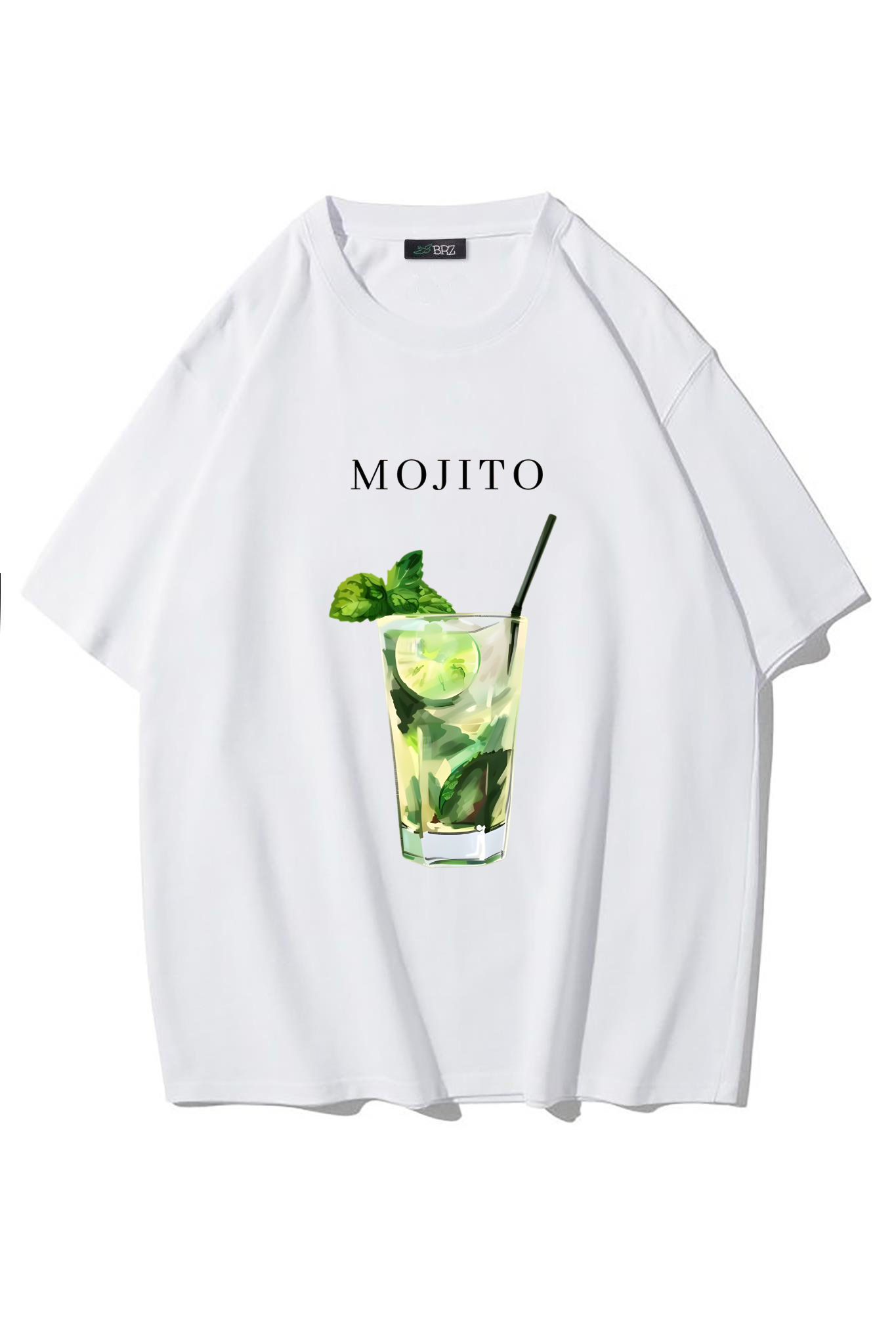 BRZ Collection Unisex Oversize Mojito T-Shirt (BEYAZ)