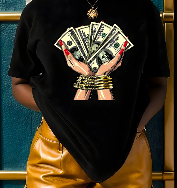 BRZ Collection Unisex Oversize Money T-shirt Siyah