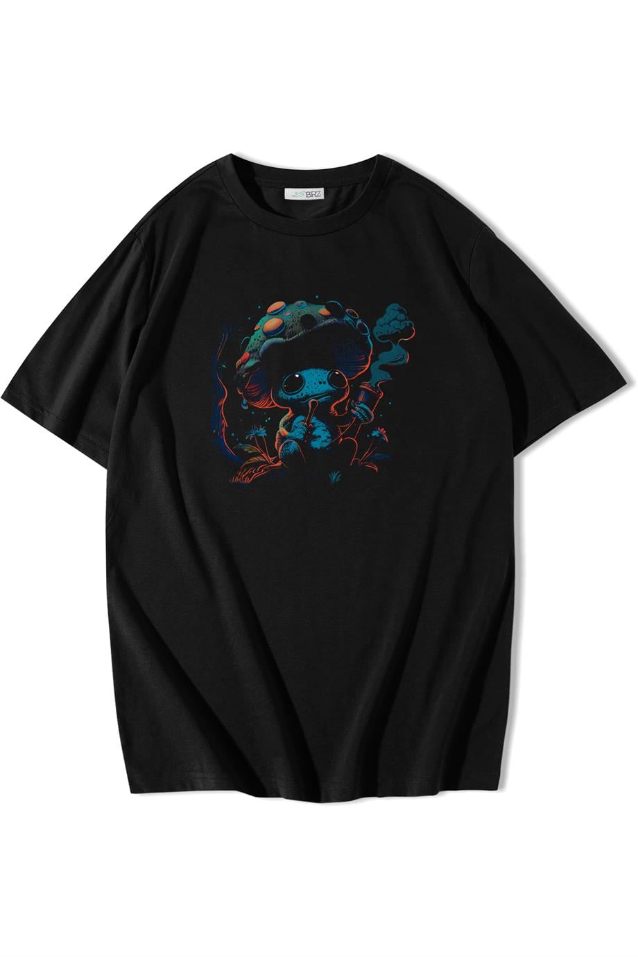 BRZ Collection Unisex Oversize Mushroom Smoking Forest T-shirt