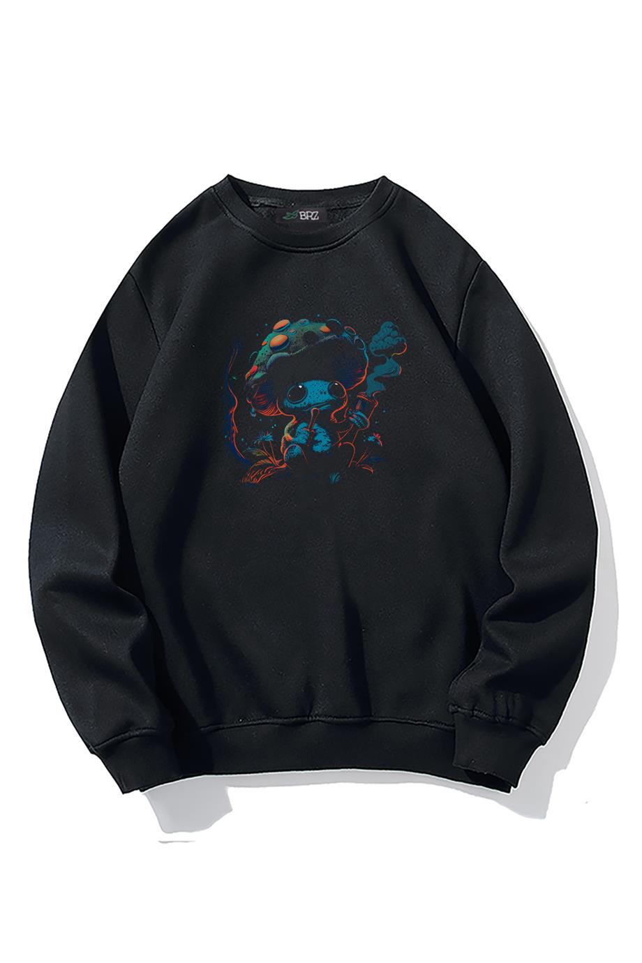 BRZ Collection Unisex Oversize Mushroom Smoking Forest Sweatshirt