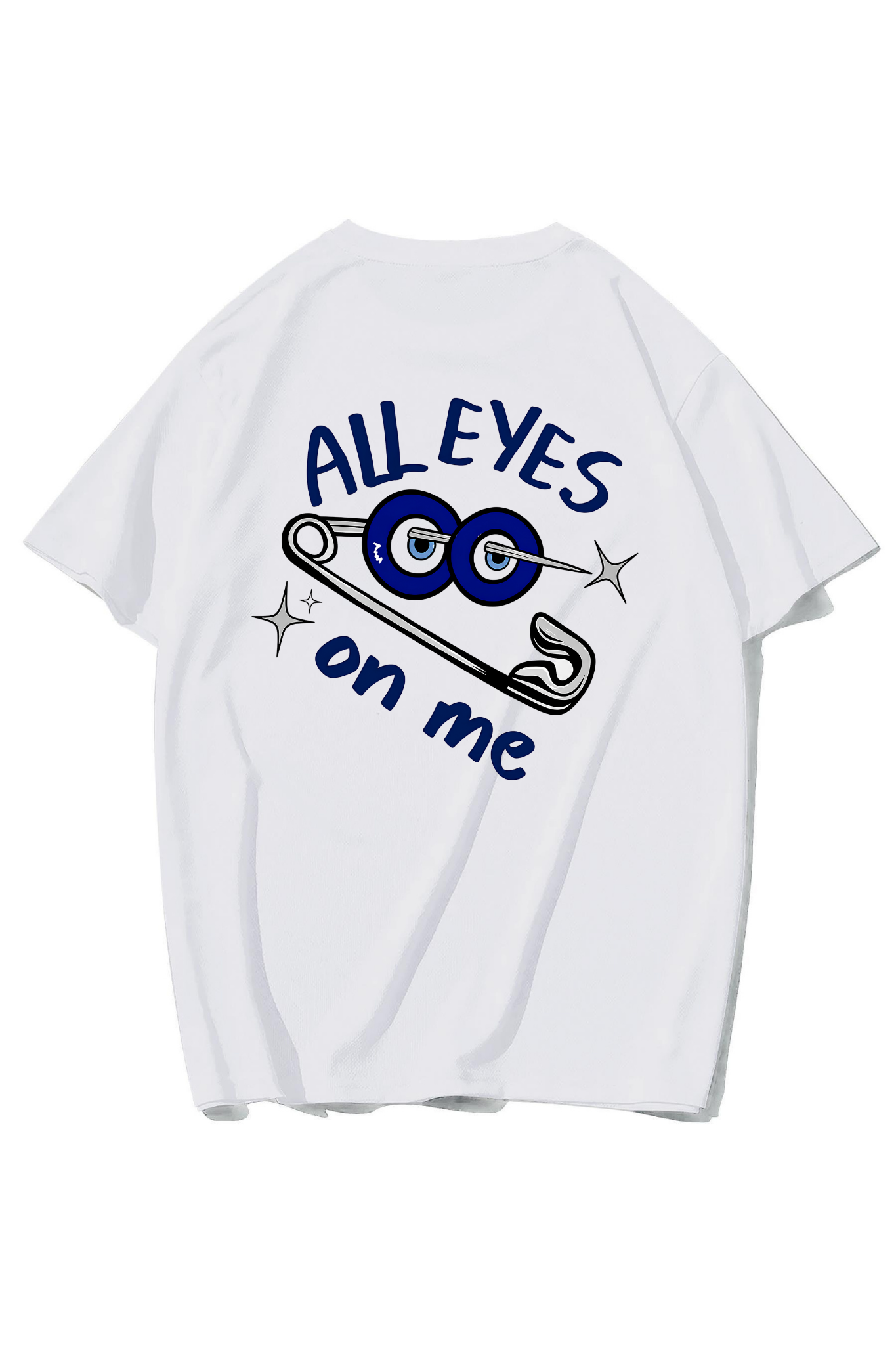 BRZ Collection Unisex Oversize (Nazar Boncuğu) All Eyes On Me T-shirt (BEYAZ)