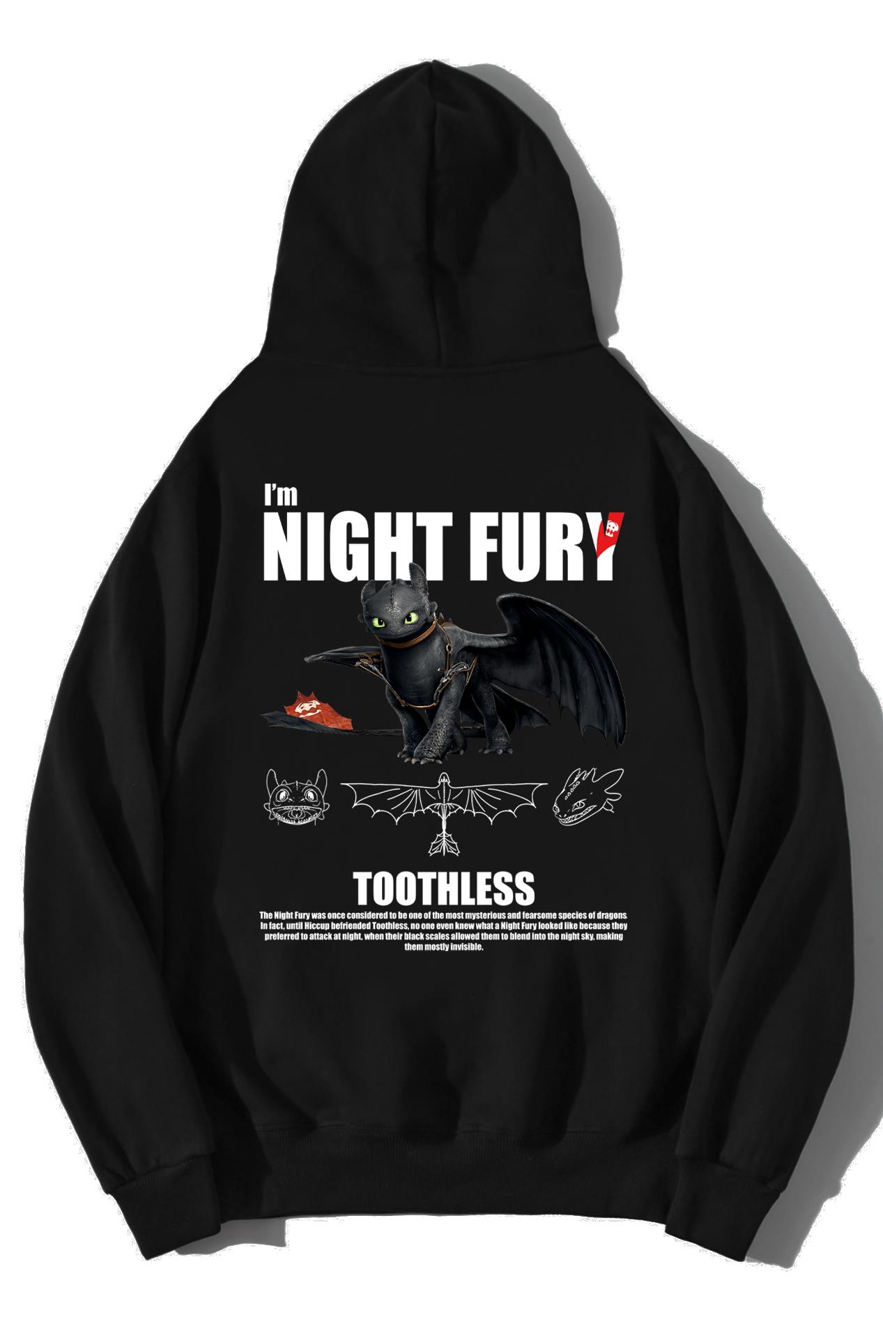 BRZ Collection Unisex Oversize Night Fury Ejderhanı Nasıl Eğitirsin Hoodie