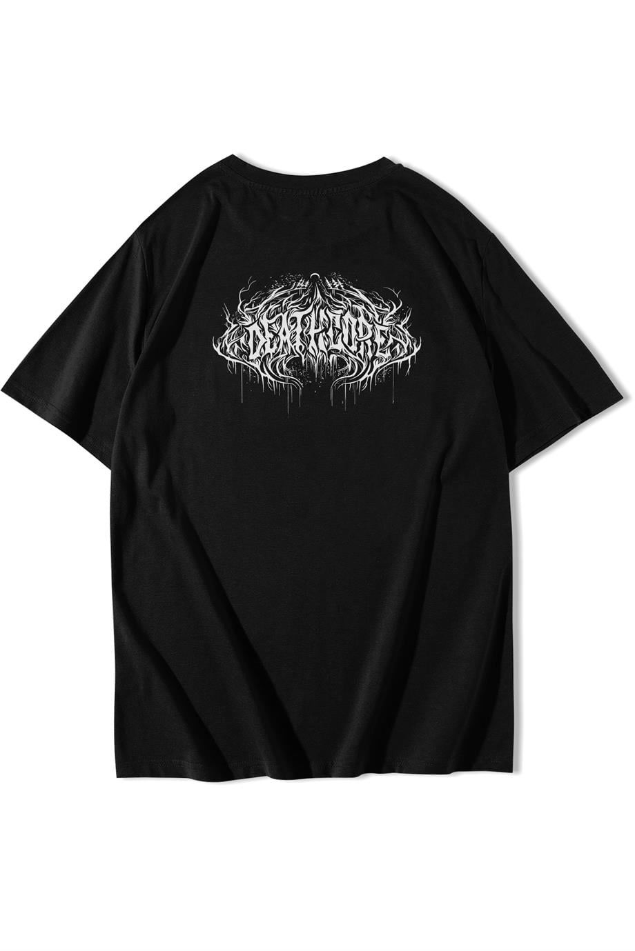 BRZ Collection Unisex Oversize Ön ve Arka Baskılı Deathcore Lettering T-shirt