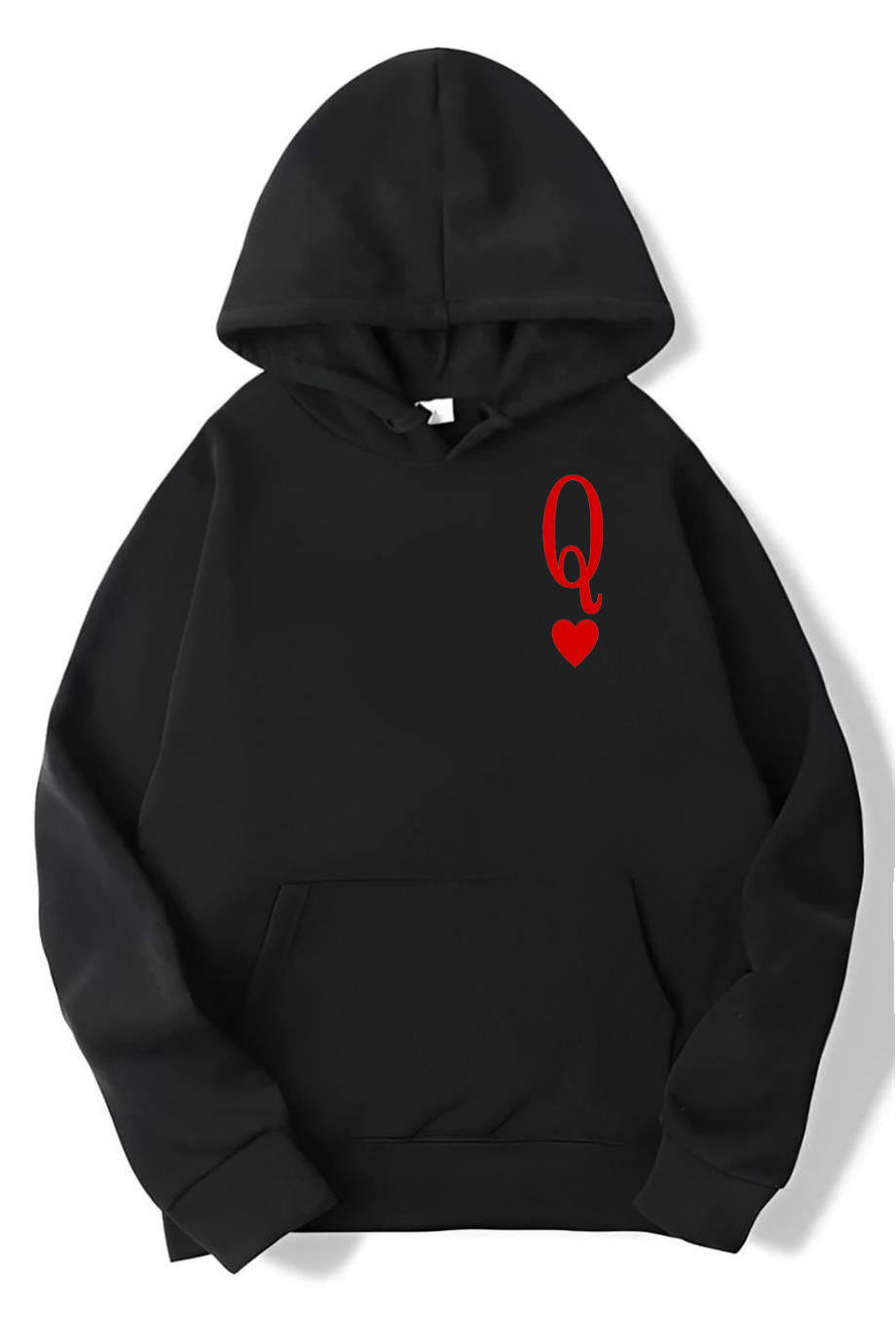 BRZ Collection Unisex Oversize Queen of Hearts Iskambil Kızı Q HOODIE Siyah