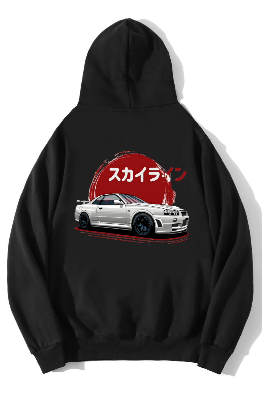 BRZ Collection Unisex Oversize R34 JDM Skyline Hoodie Siyah