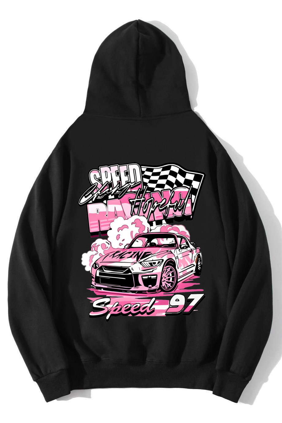 BRZ Collection Unisex Oversize Racing Car Speed 97 Hoodie Siyah