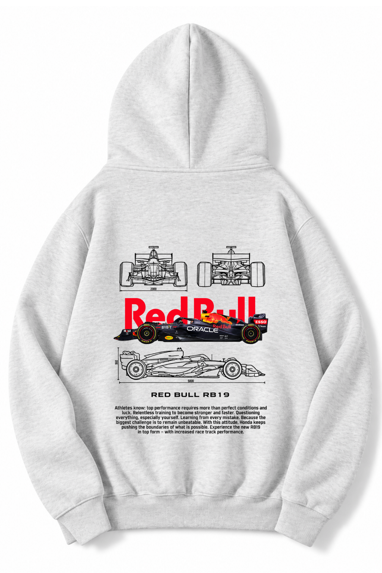 BRZ Collection Unisex Oversize Redbull RB19 Hoodie (AÇIK GRİ)