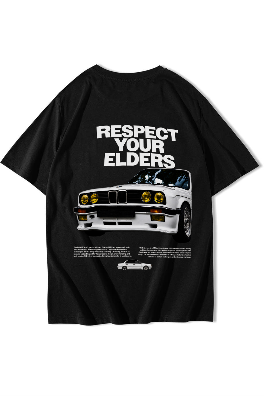 BRZ Collection Unisex Oversize Respect Your Elders BMW T-shirt Siyah
