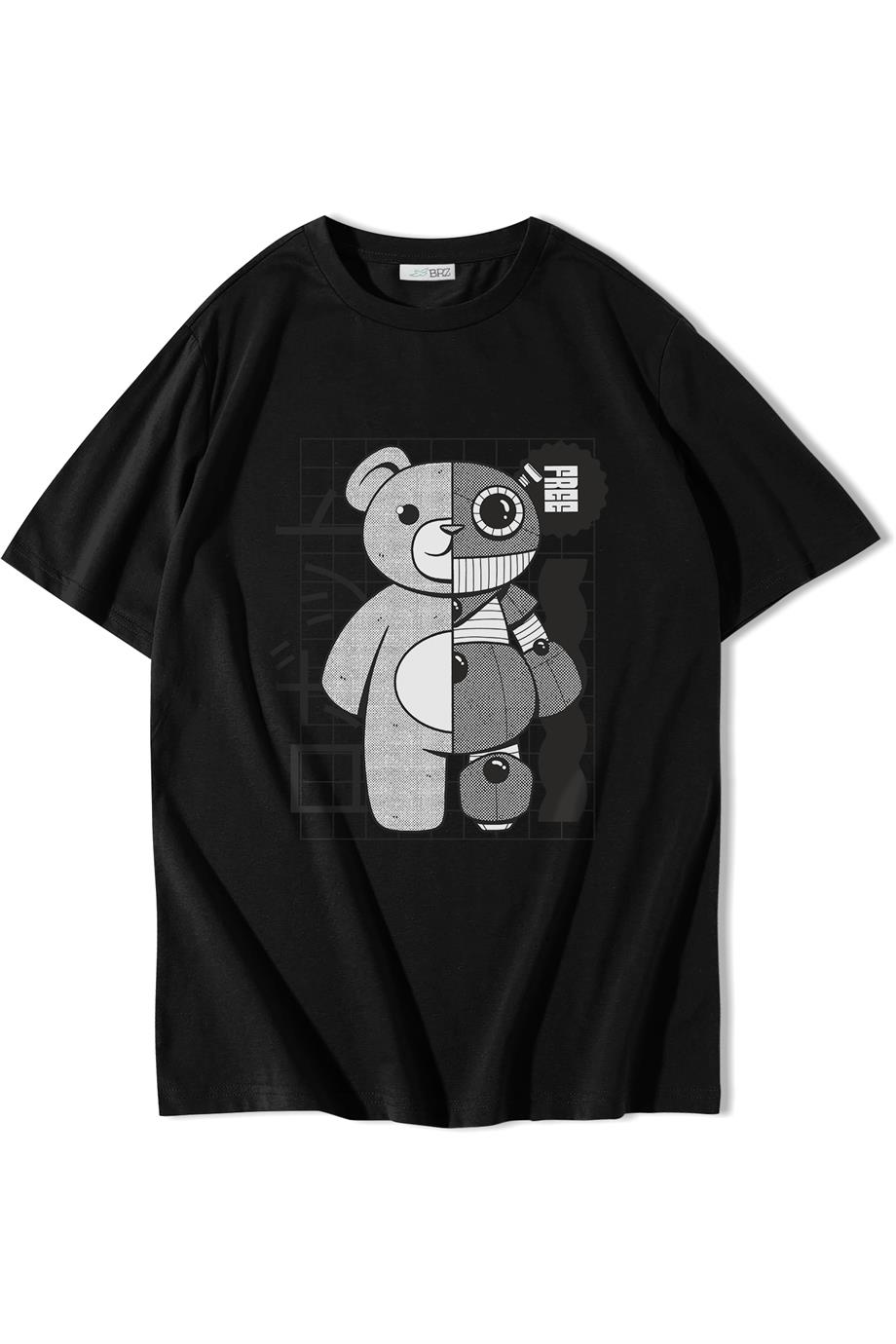BRZ COLLECTION Unisex Oversize Robot Bear T-shirt