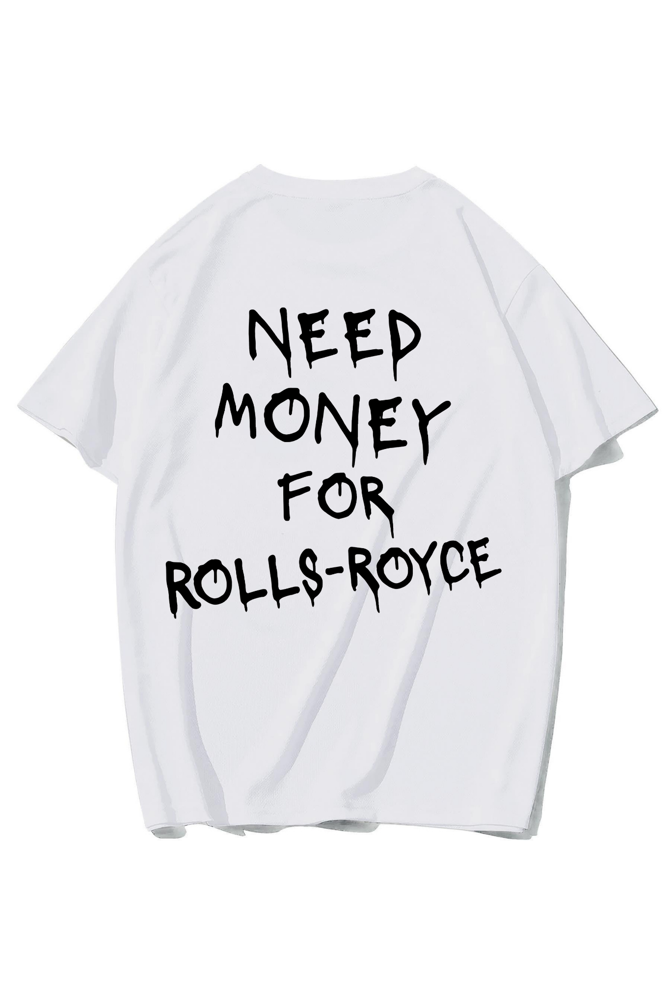 BRZ Collection Unisex Oversize ROLLS-ROYCE Need Money For ROLLS-ROYCE T-shirt (BEYAZ)