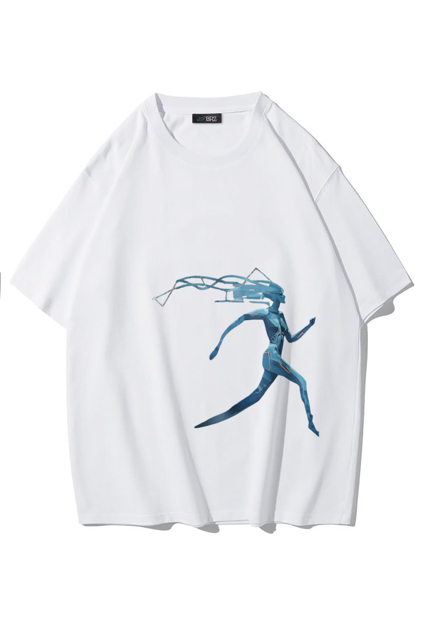 BRZ Collection Unisex Oversize Running Woman T-shirt (BEYAZ)