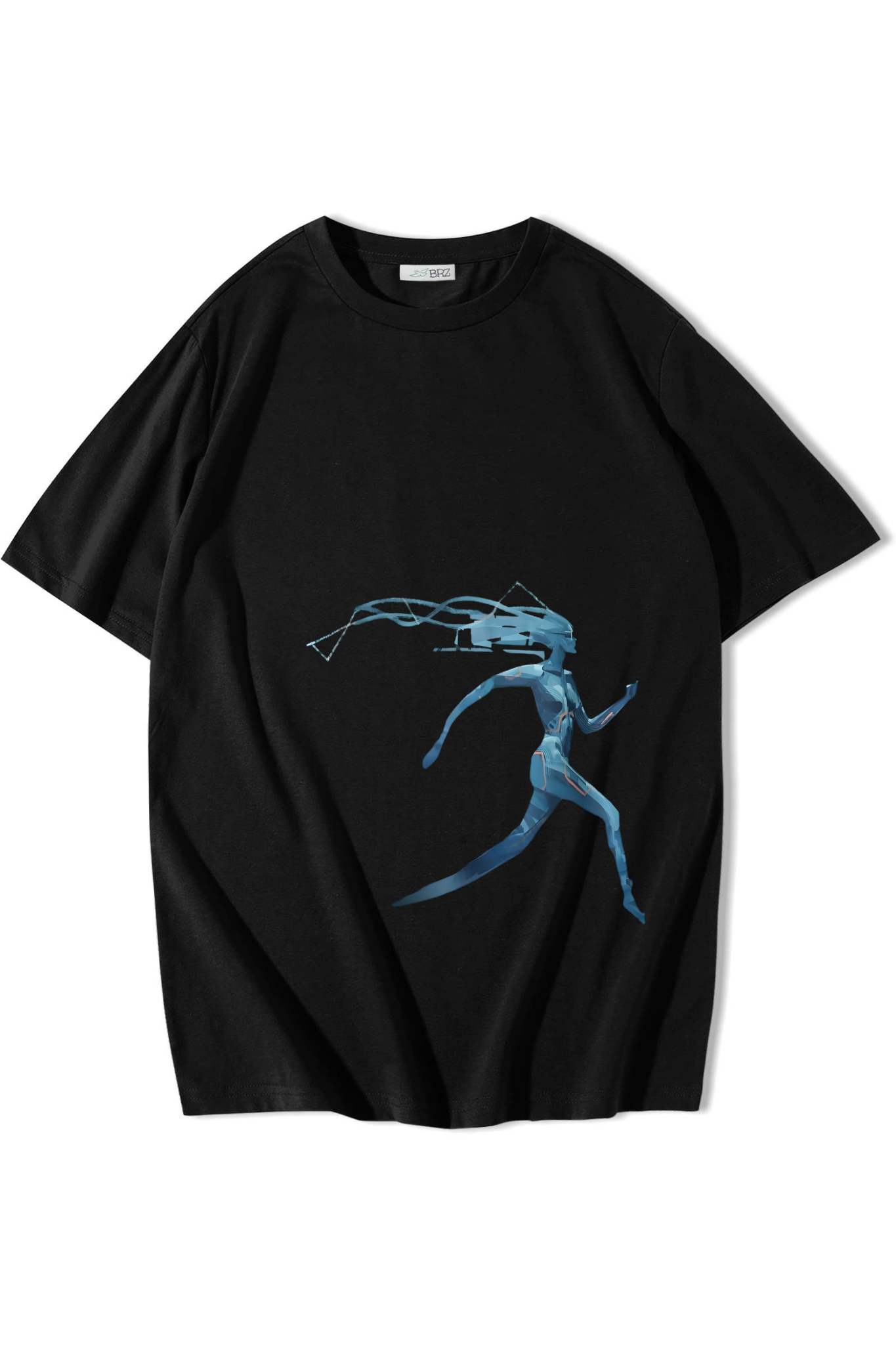 BRZ Collection Unisex Oversize Running Woman T-shirt Siyah