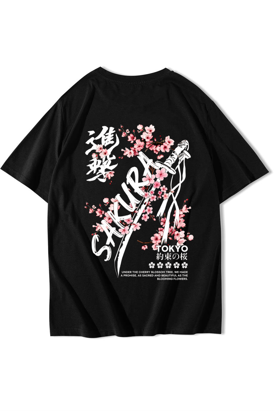 BRZ Collection Unisex Oversize Sakura Tokyo T-shirt Siyah