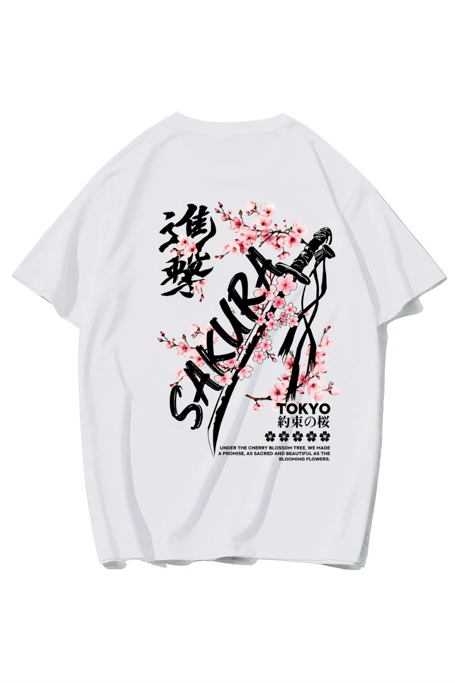 BRZ Collection Unisex Oversize Sakura Tokyo T-shirt (BEYAZ)