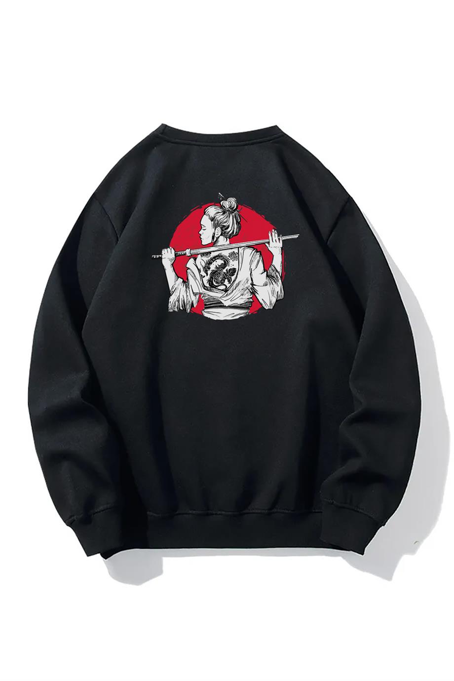 BRZ Collection Unisex Oversize Samurai Girl Sweatshirt