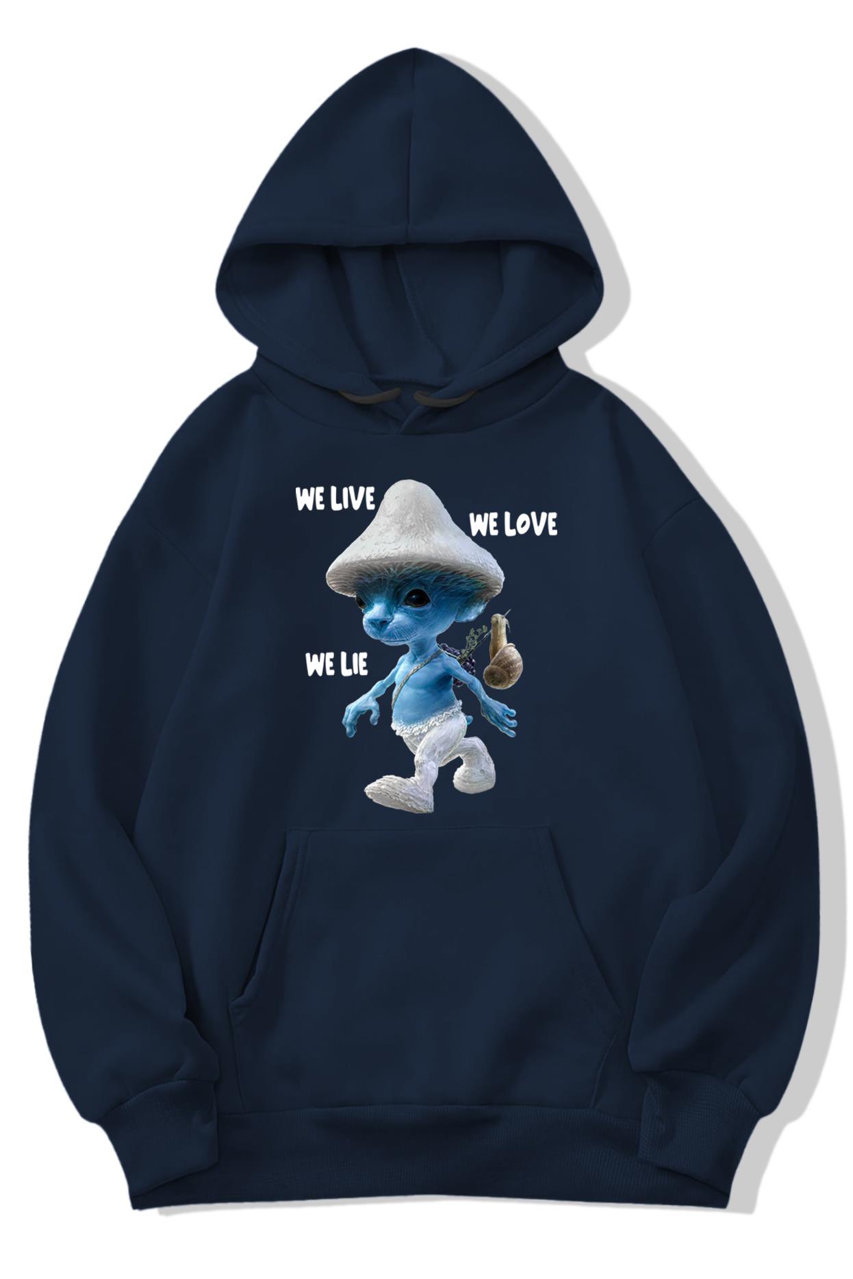 BRZ Collection Unisex Oversize Smurf Cat We Live We Love We Lie Hoodie