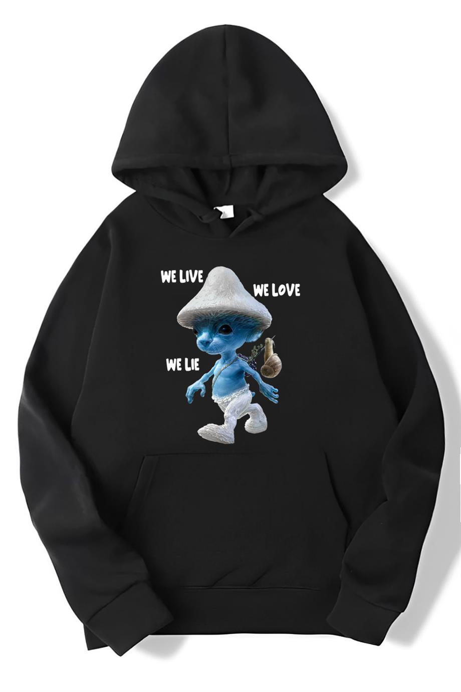 BRZ Collection Unisex Oversize Smurf Cat We Live We Love We Lie Hoodie