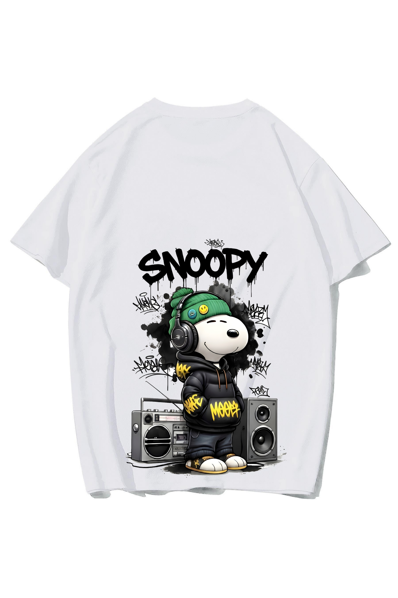BRZ Collection Unisex Oversize Snoopy T-shirt (BEYAZ)