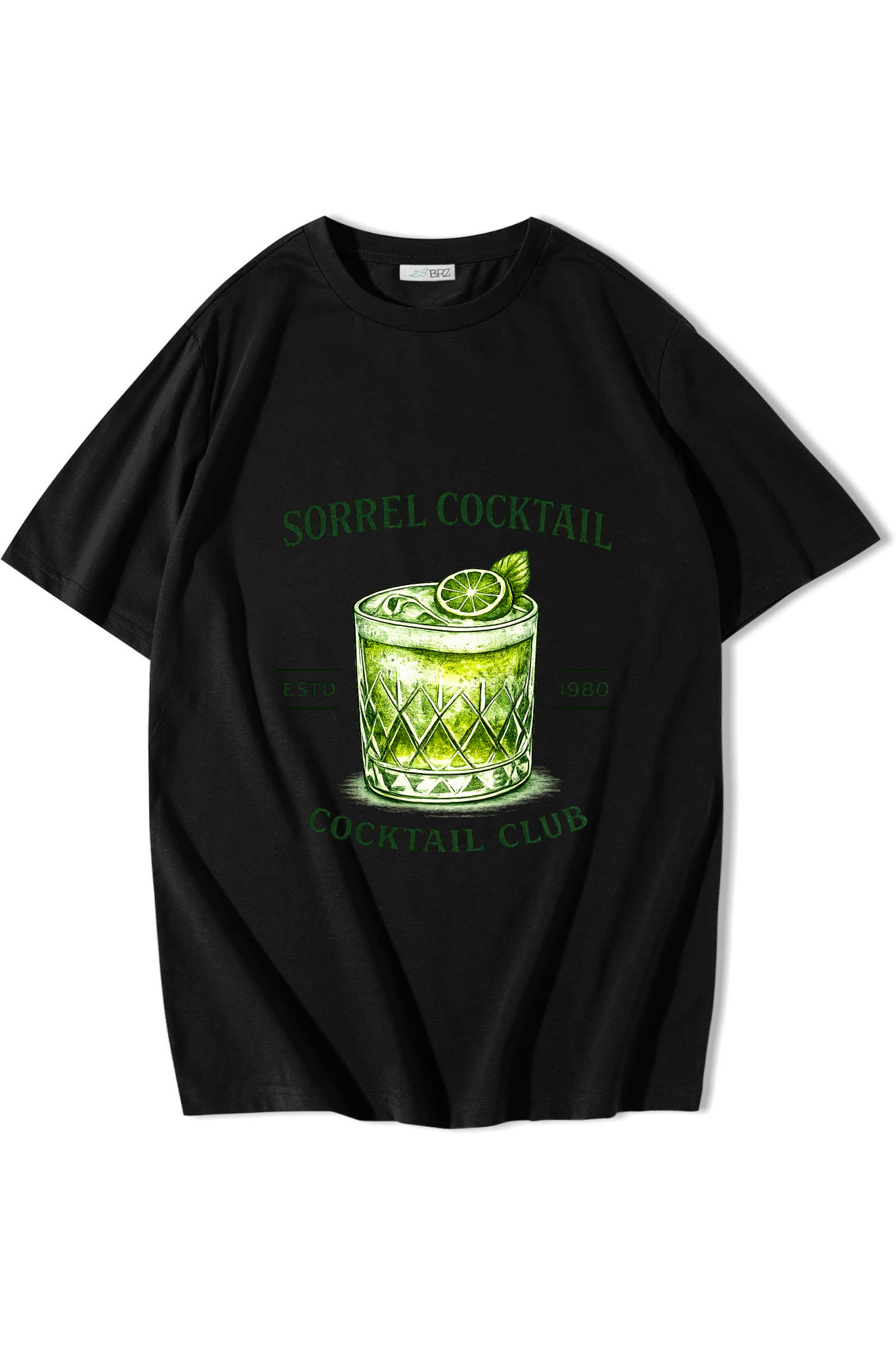 BRZ Collection Unisex Oversize Sorrel Cocktail T-shirt Siyah