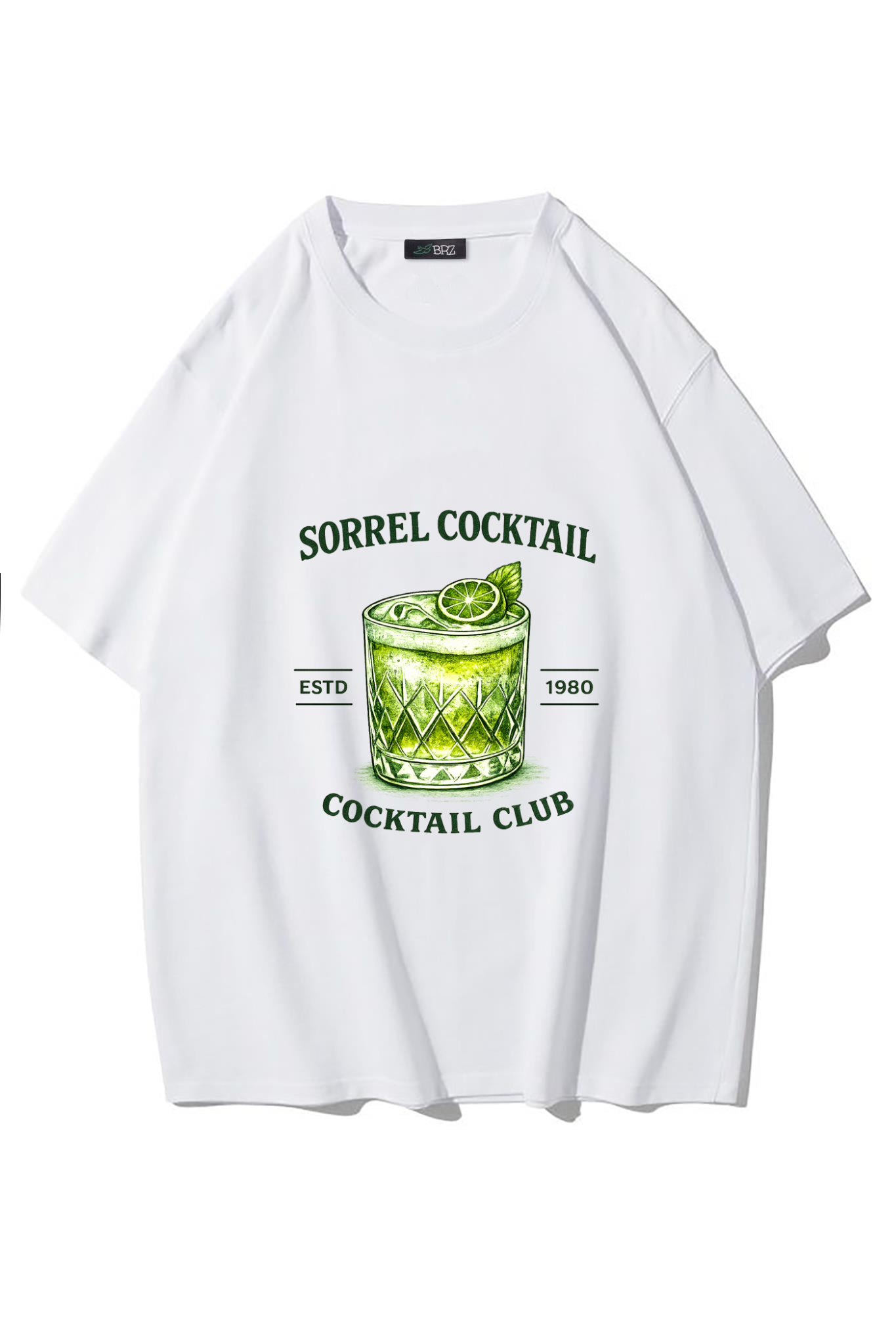 BRZ Collection Unisex Oversize Sorrel Cocktail T-shirt (BEYAZ)