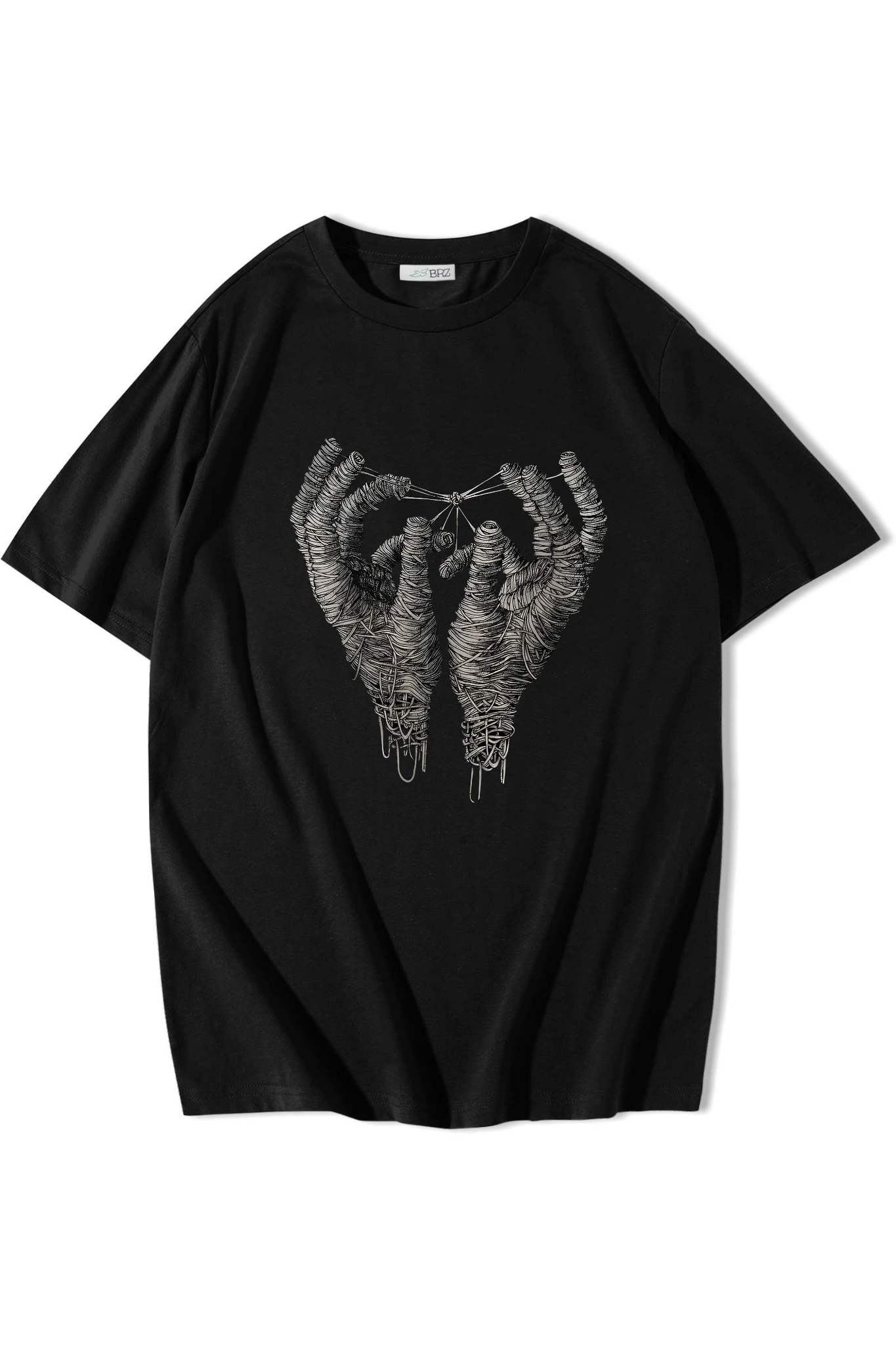 BRZ Collection Unisex Oversize Albin Bousquet Mano Series T-shirt Siyah