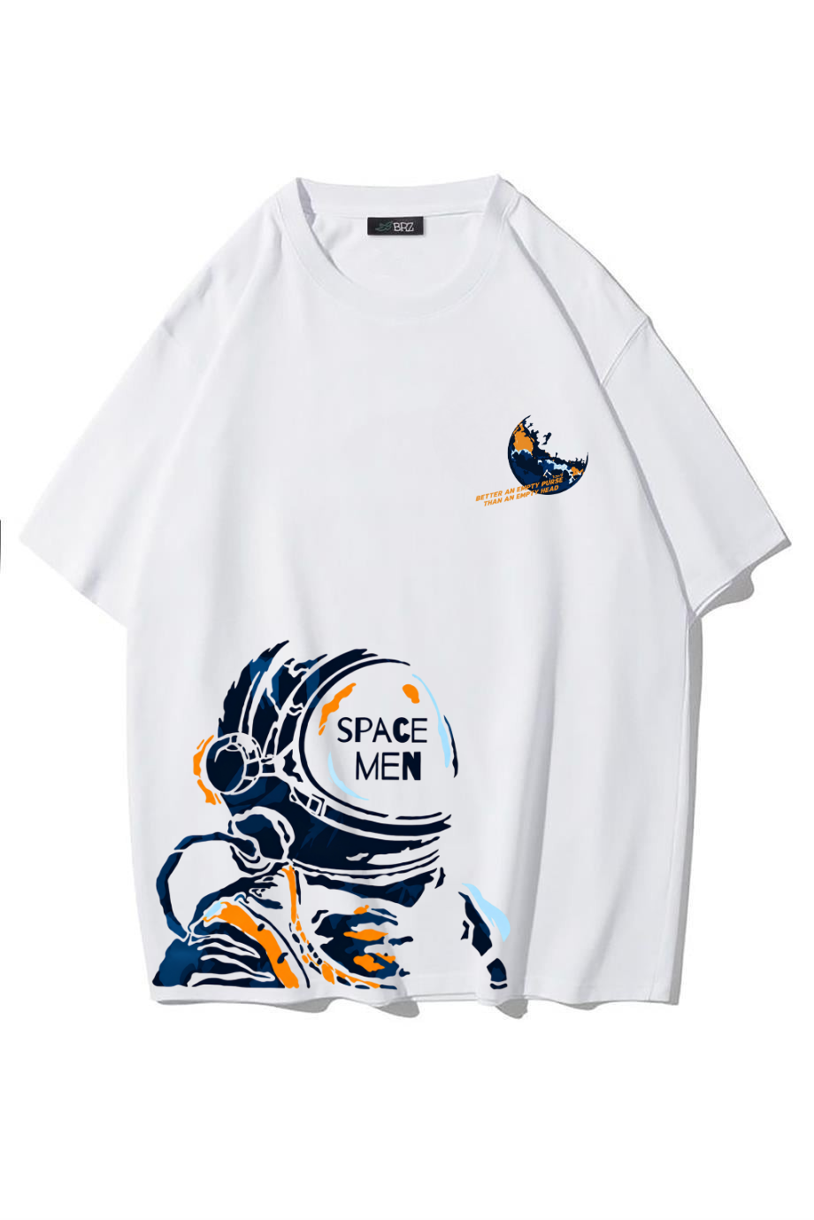 BRZ Collection Unisex Oversize Space Men T-shirt (BEYAZ)