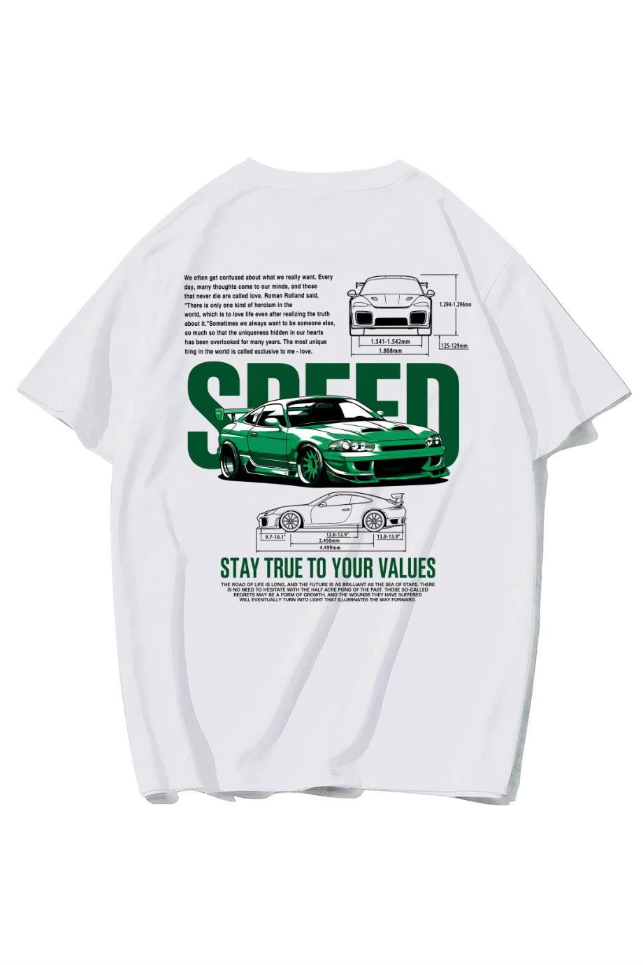 BRZ Collection Unisex Oversize Speed Green Car T-shirt (BEYAZ)