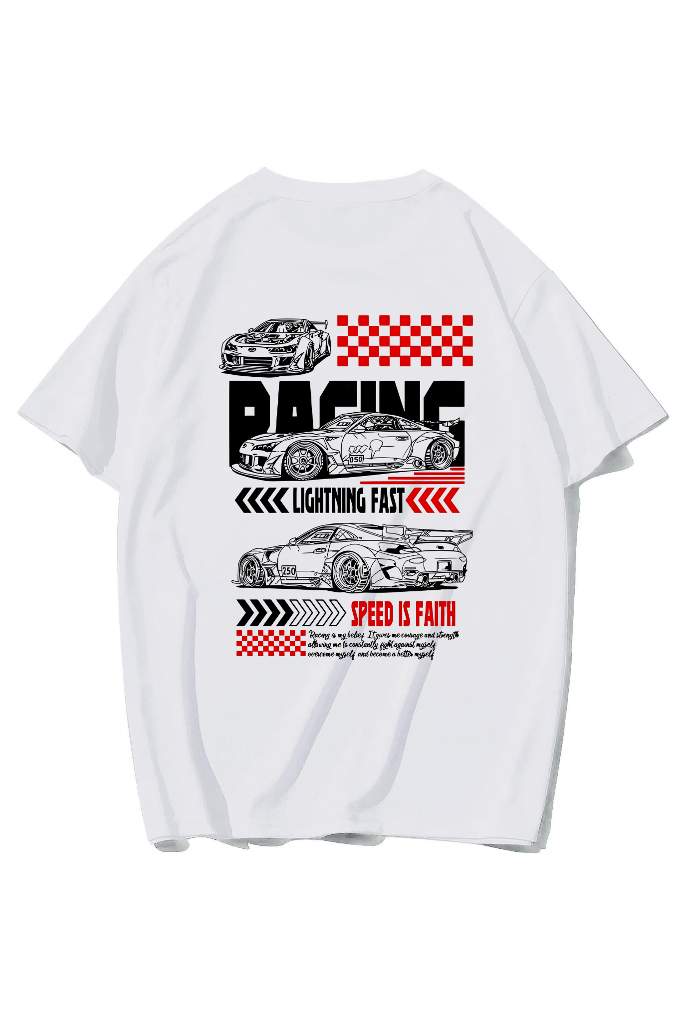 BRZ Collection Unisex Oversize Speed Is Faith T-shirt (BEYAZ)