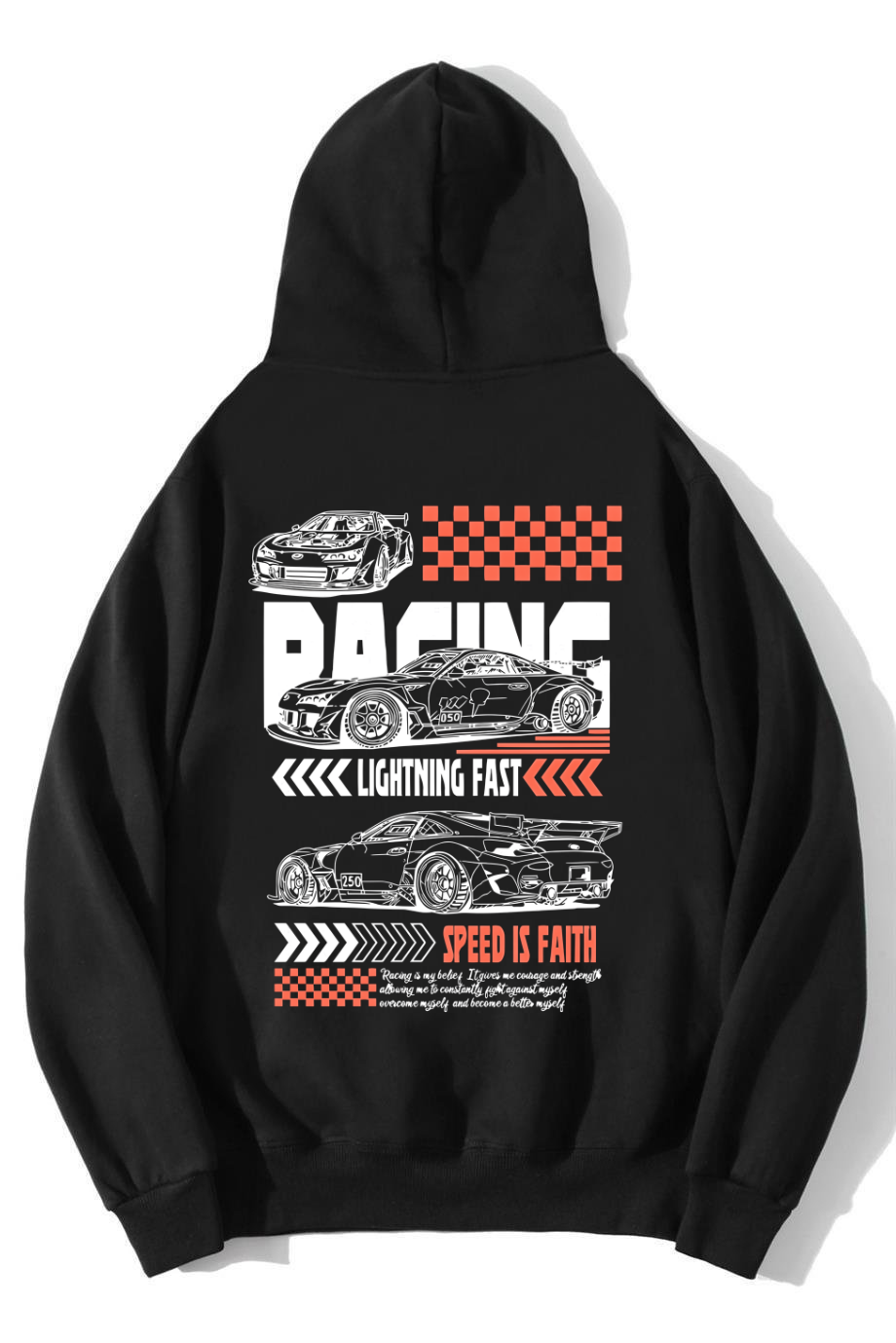 BRZ Collection Unisex Oversize Speed Is Faith Hoodie Siyah