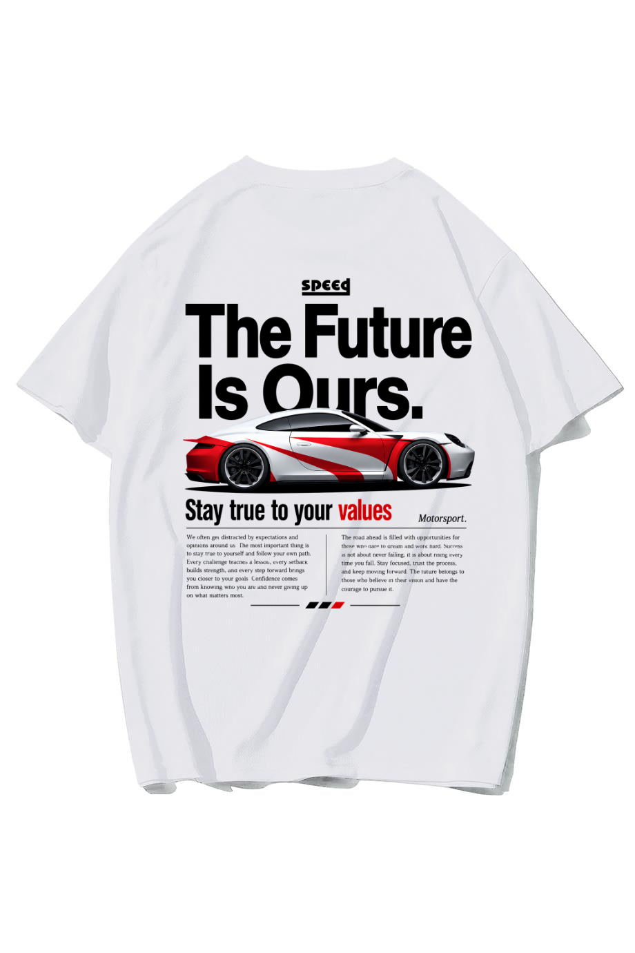 BRZ Collection Unisex Oversize Speed The Future Is Ours T-shirt (BEYAZ)