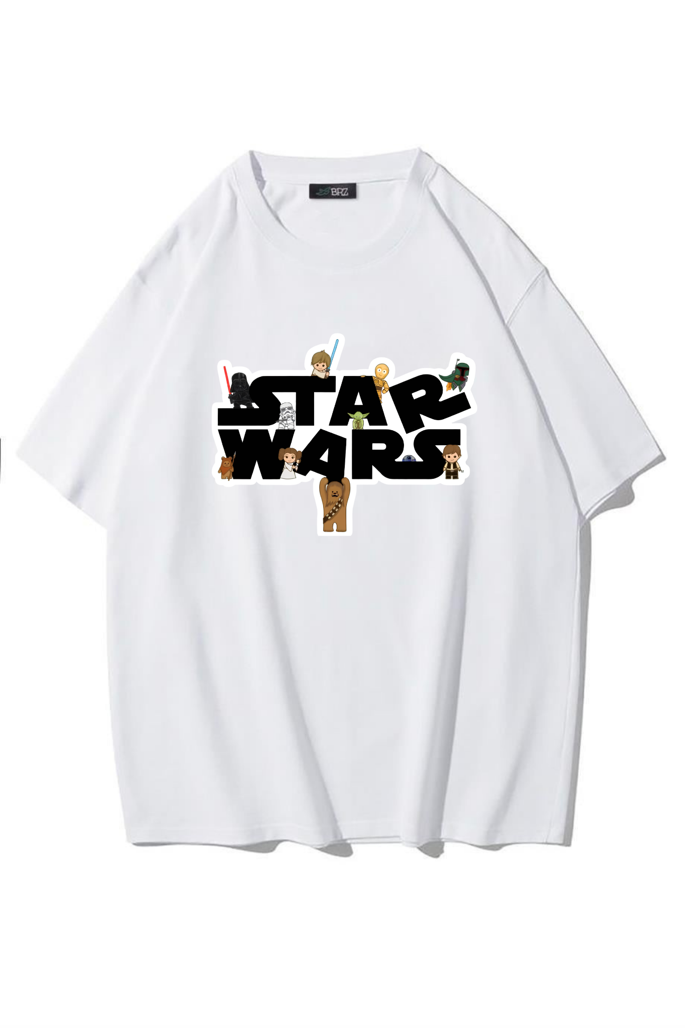 BRZ Collection Unisex Oversize Star Wars T-Shirt (BEYAZ)