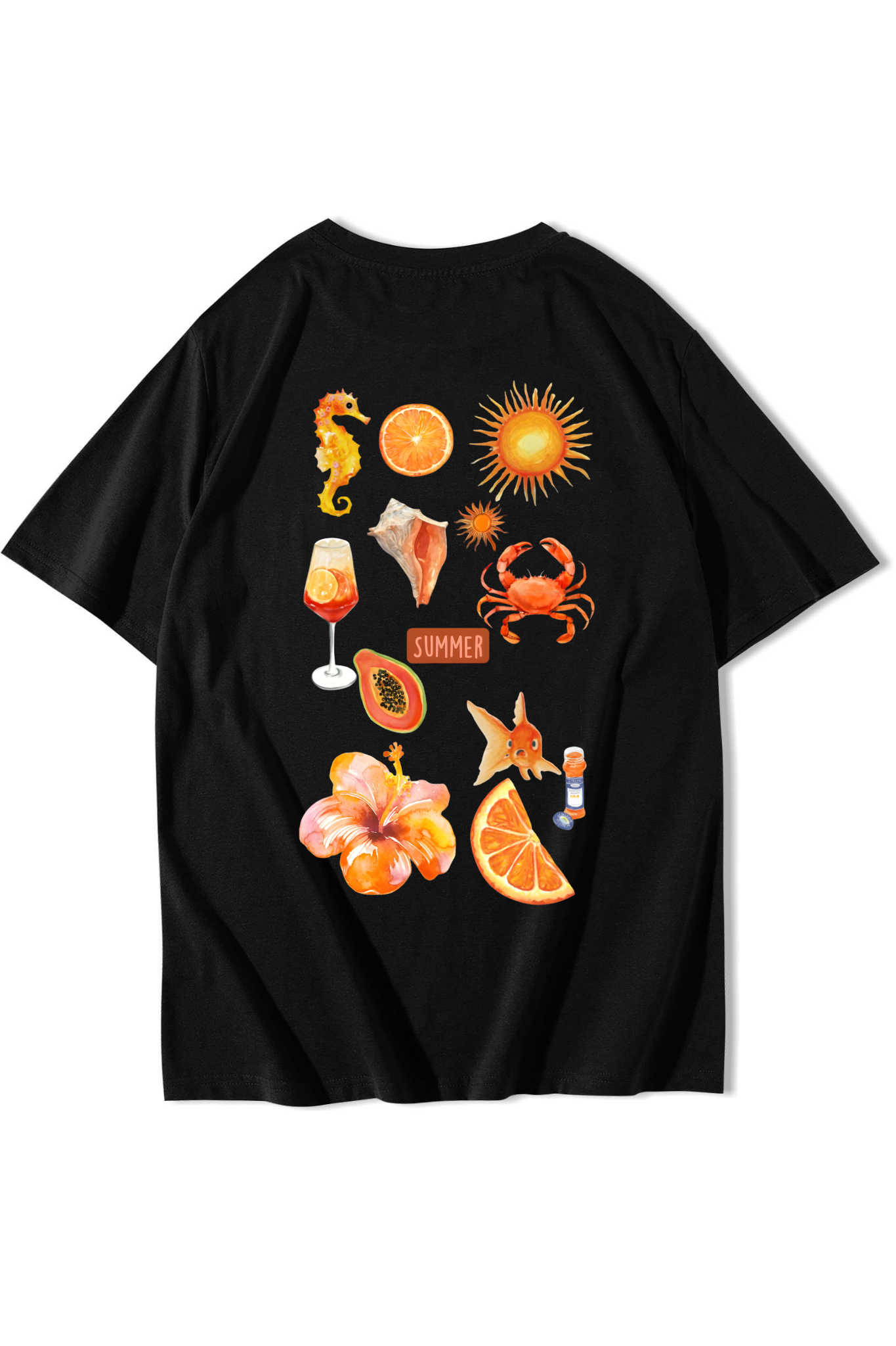 BRZ Collection Unisex Oversize Summer Vibes T-shirt Siyah
