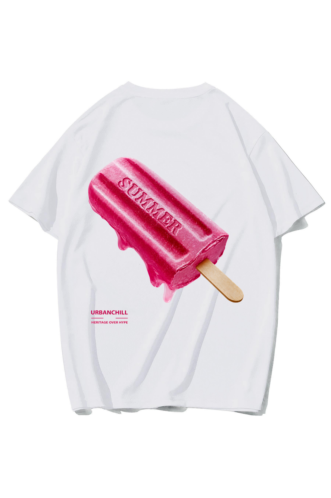 BRZ Collection Unisex Oversize Summer Ice Cream T-shirt (BEYAZ)