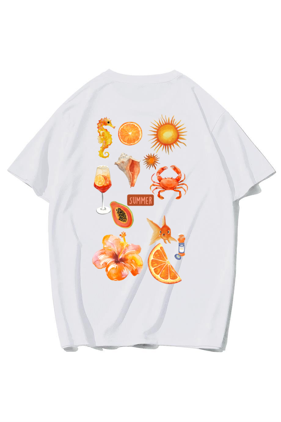 BRZ Collection Unisex Oversize Summer Vibes T-shirt (BEYAZ)