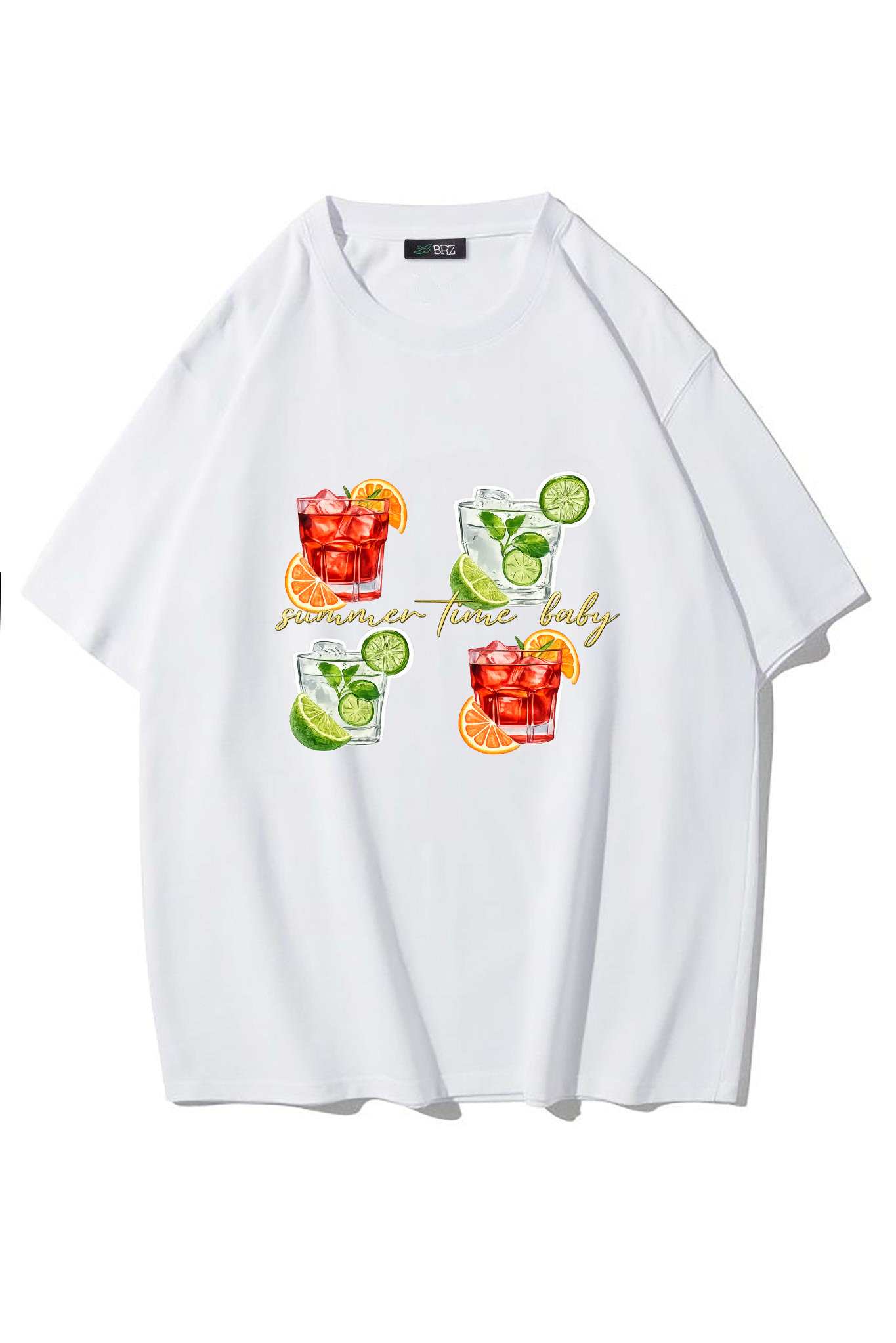 BRZ Collection Unisex Oversize summertime baby T-shirt (BEYAZ)