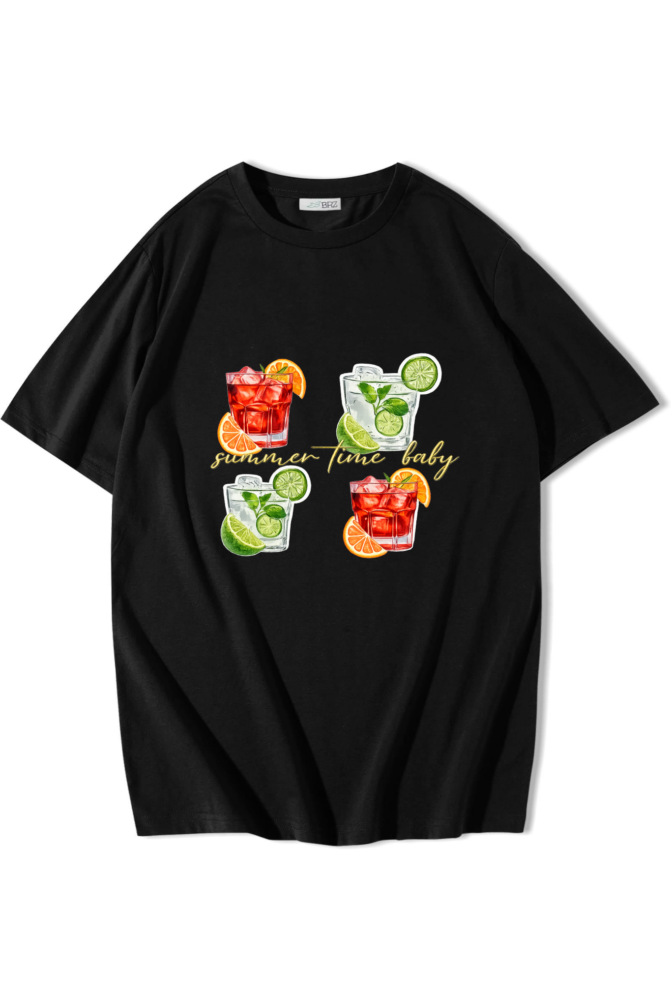 BRZ Collection Unisex Oversize summertime baby T-shirt Siyah