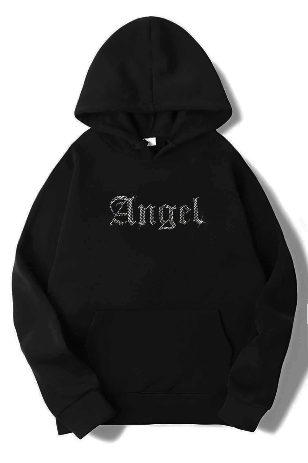 BRZ Collection Unisex Oversize Taş Baskılı Angel Hoodie