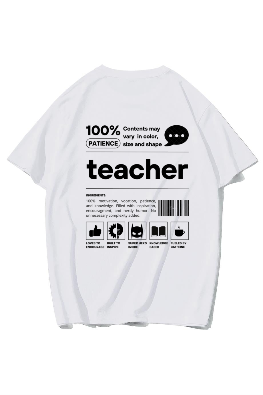 BRZ Collection Unisex Oversize Teacher T-shirt (BEYAZ)