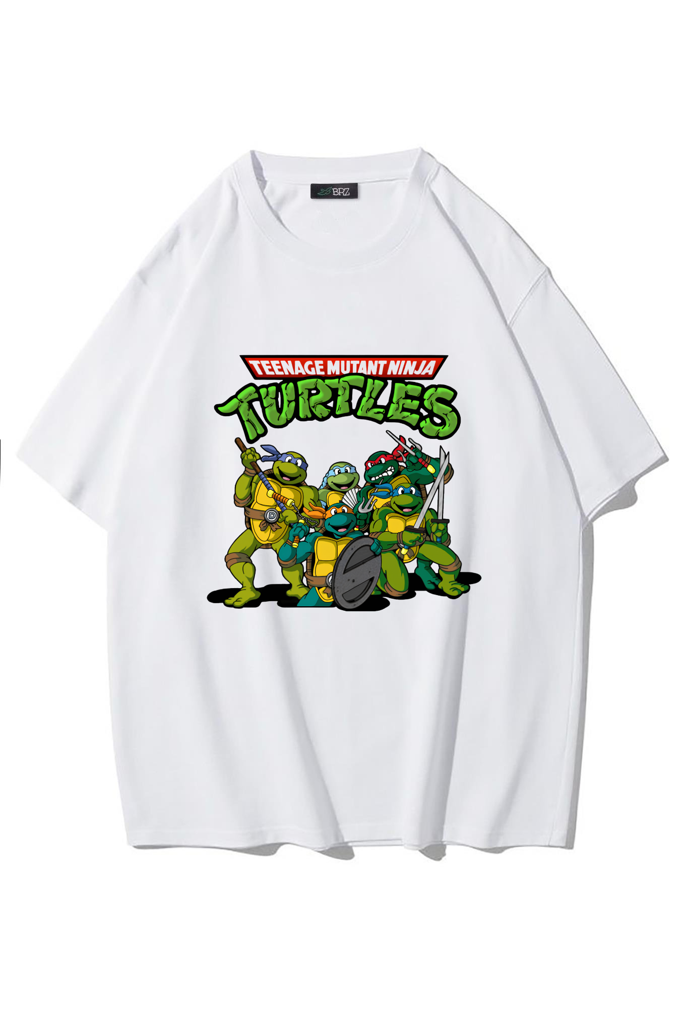 BRZ Collection Unisex Oversize Teenage Mutant Ninja Turtles - Ninja Kaplumbağalar - T-shirt (BEYAZ)