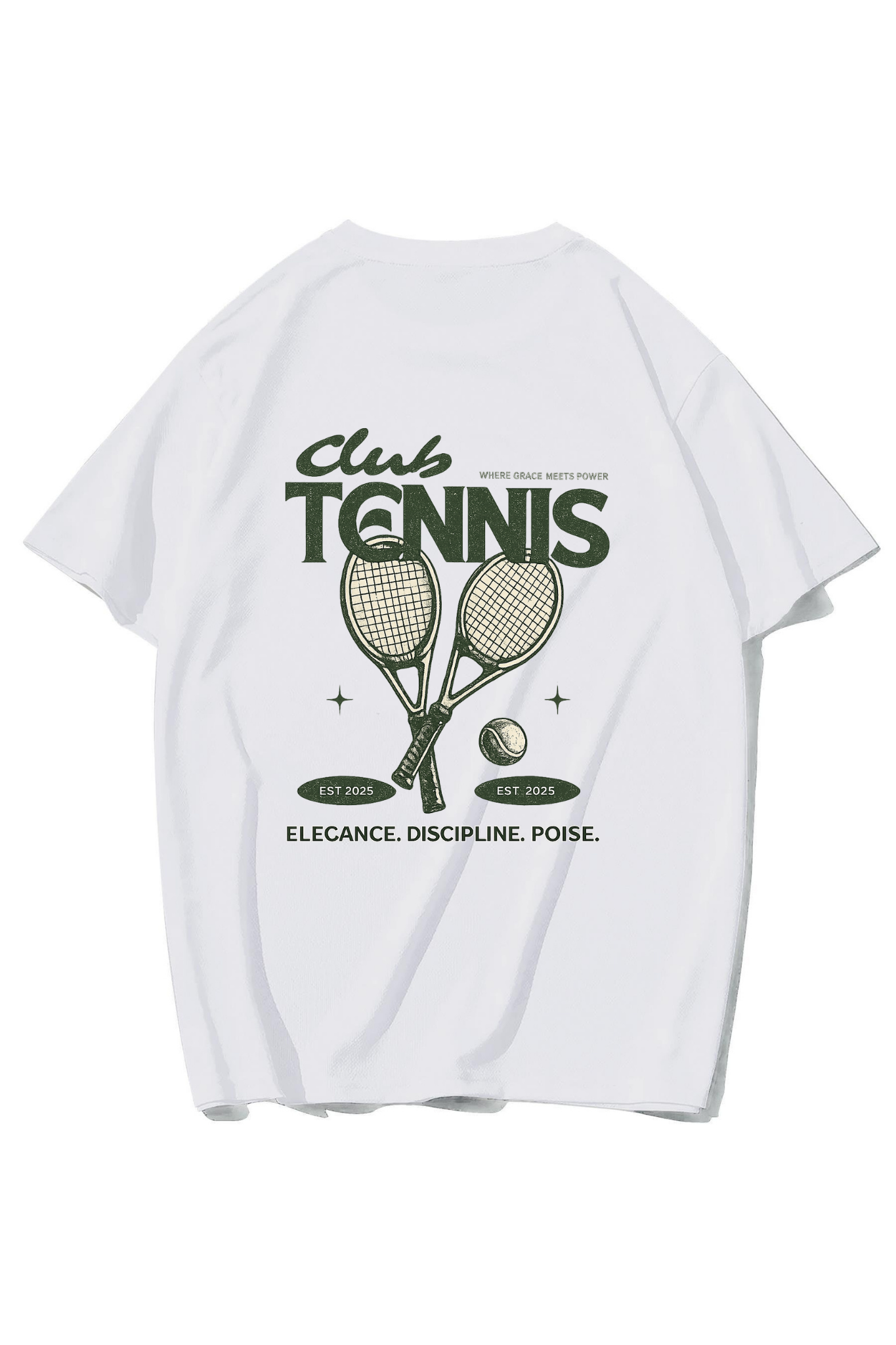 BRZ Collection Unisex Oversize Tennis Club T-shirt (BEYAZ)