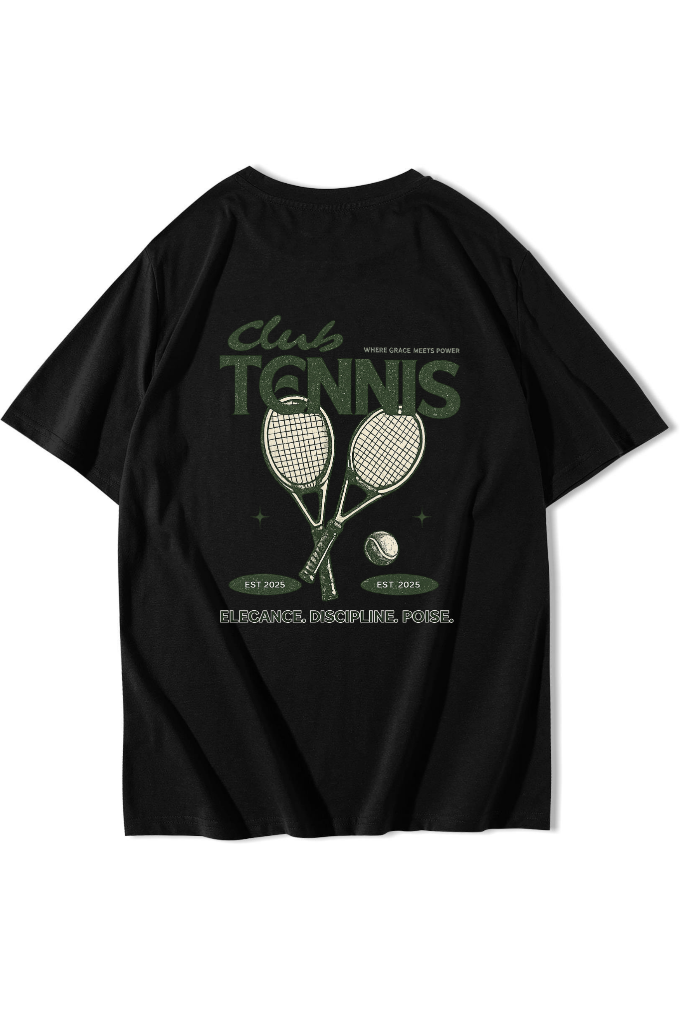 BRZ Collection Unisex Oversize Tennis Club T-shirt Siyah