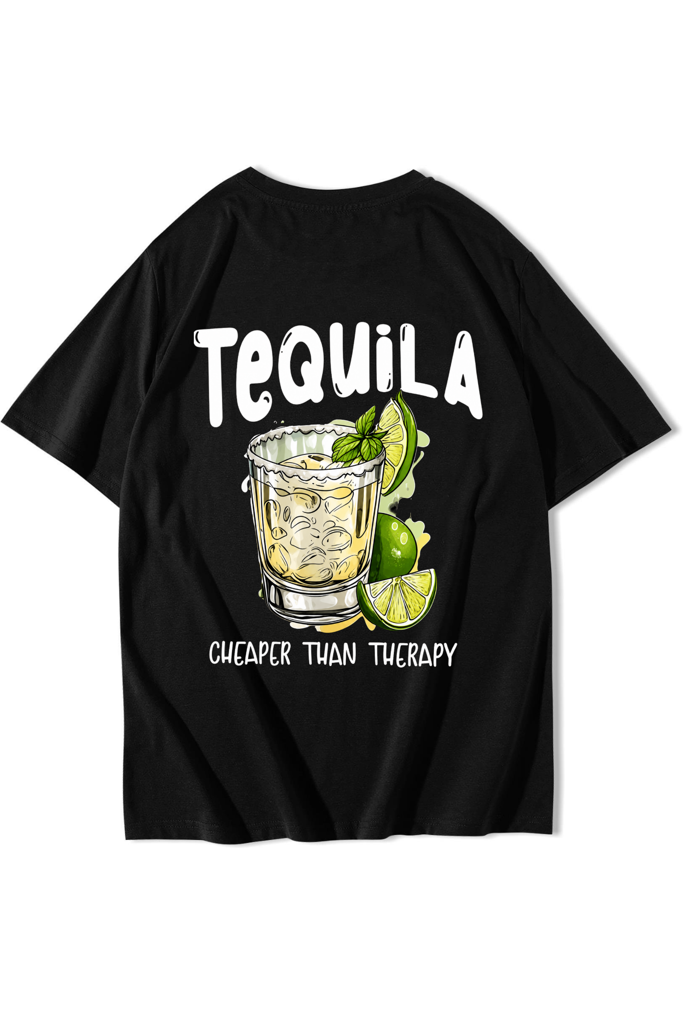 BRZ Collection Unisex Oversize Tequila Shot T-shirt Siyah