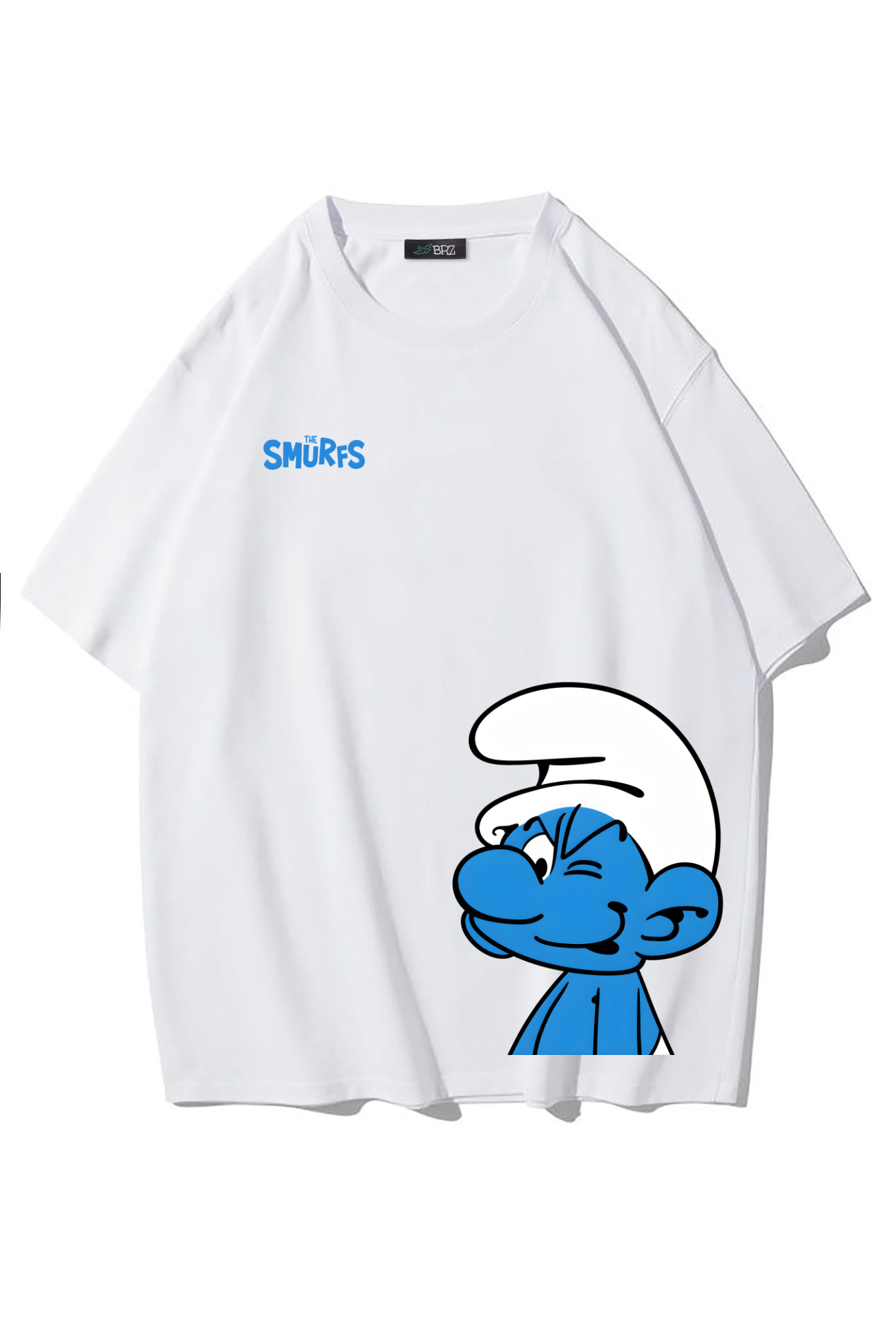 BRZ Collection Unisex Oversize The Smurfs (Şirinler) T-shirt (BEYAZ)