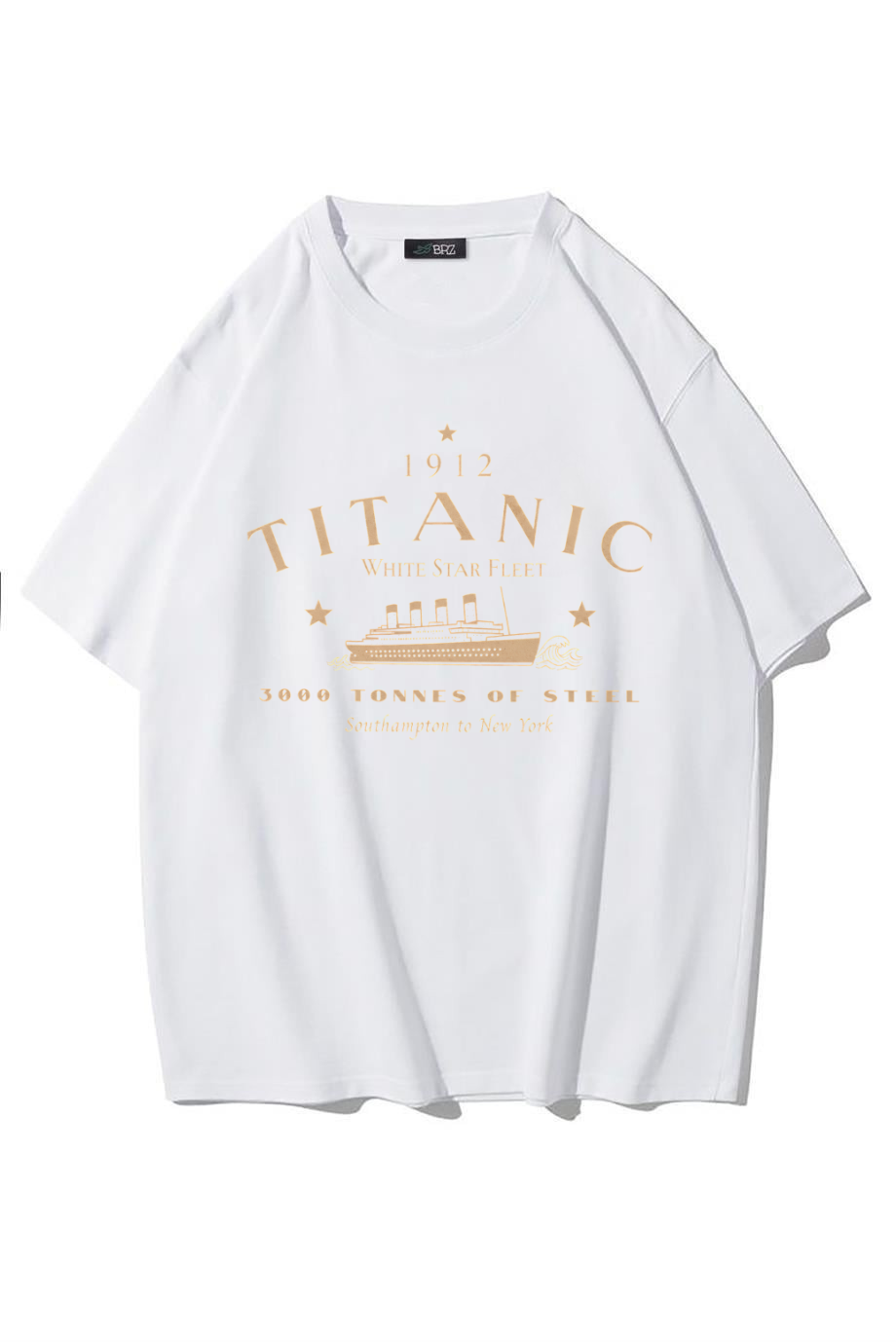 BRZ Collection Unisex Oversize Titanic T-shirt (BEYAZ)