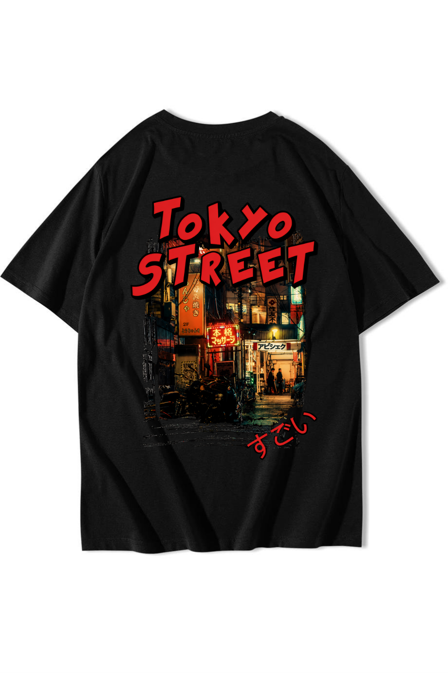 BRZ Collection Unisex Oversize Tokyo Street T-shirt Siyah