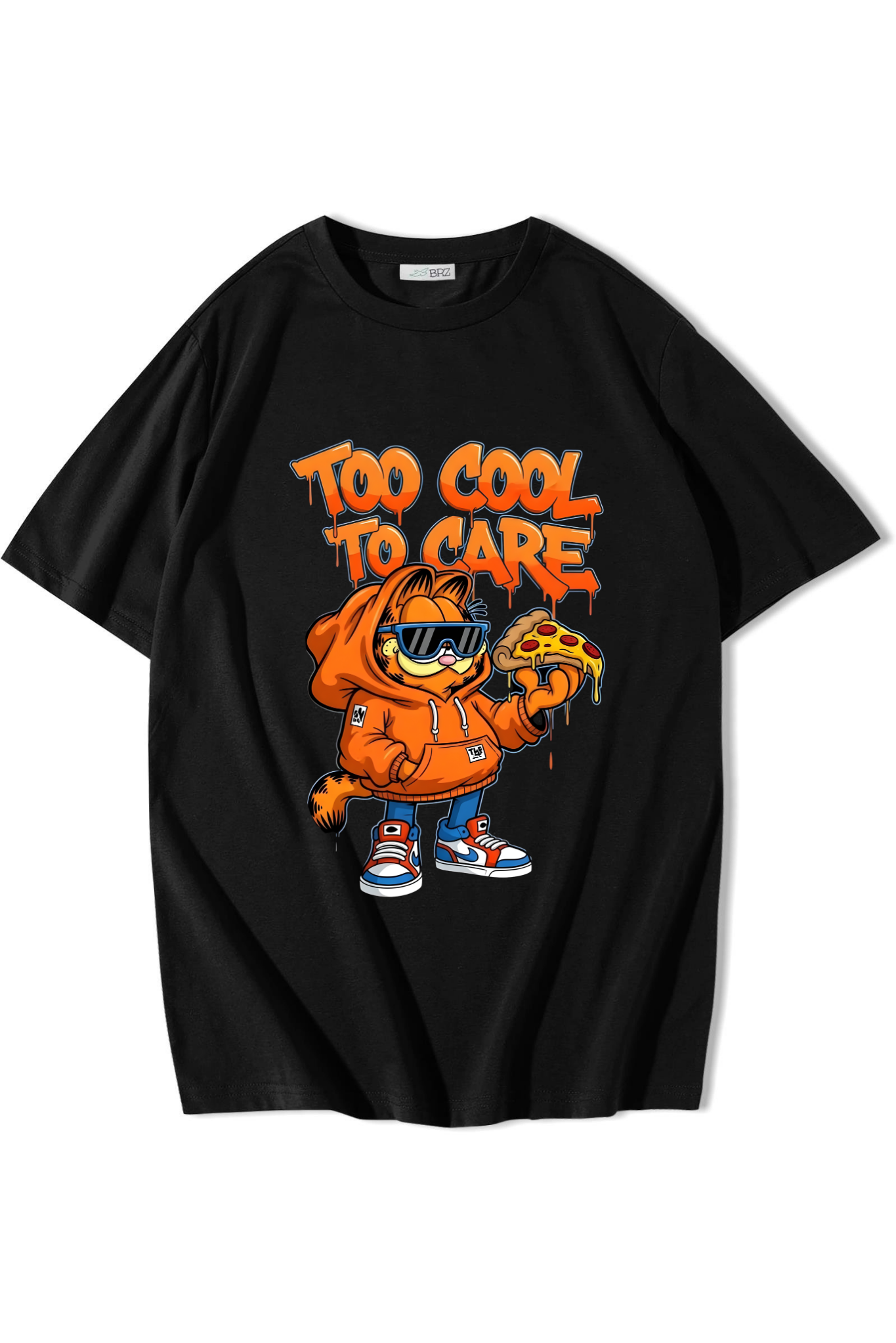 BRZ Collection Unisex Oversize Too Cool To Care T-shirt Siyah