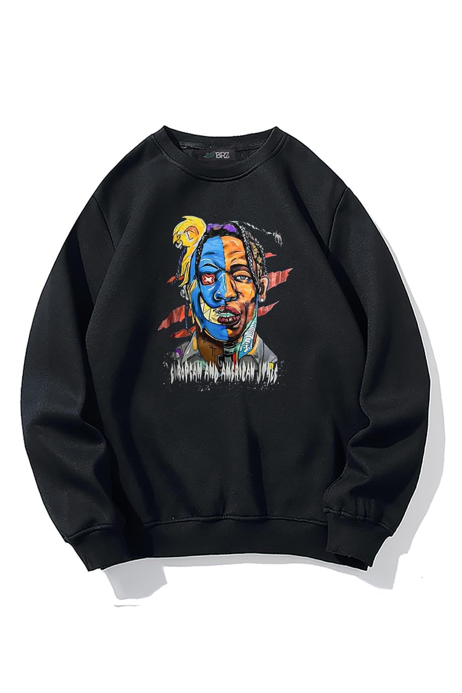 BRZ Collection Unisex Oversize Two-Face Joker ve Travis Scott Sweatshirt