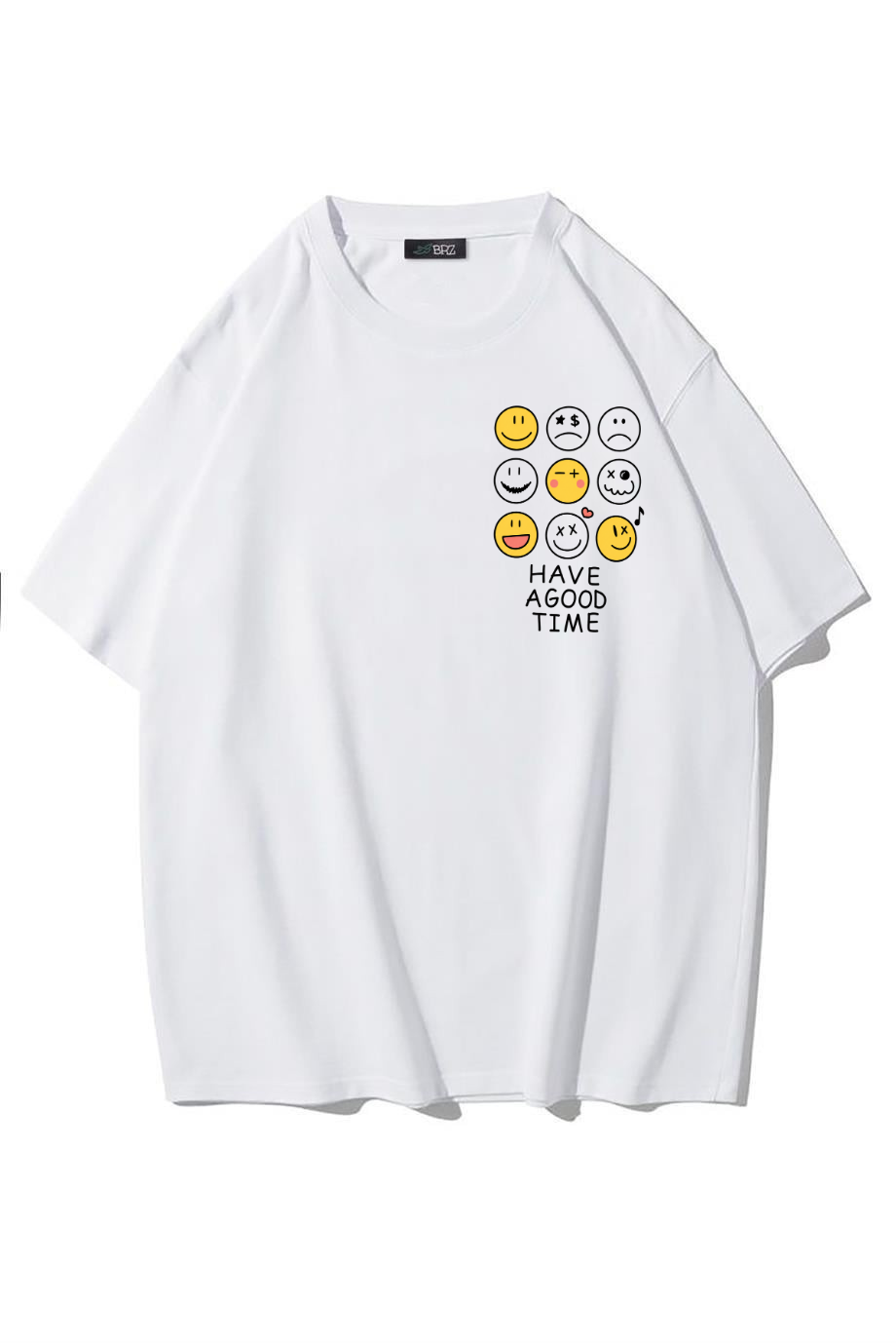 BRZ Collection Unisex Oversize Üst Baskılı Have A Good Time T-shirt (BEYAZ)