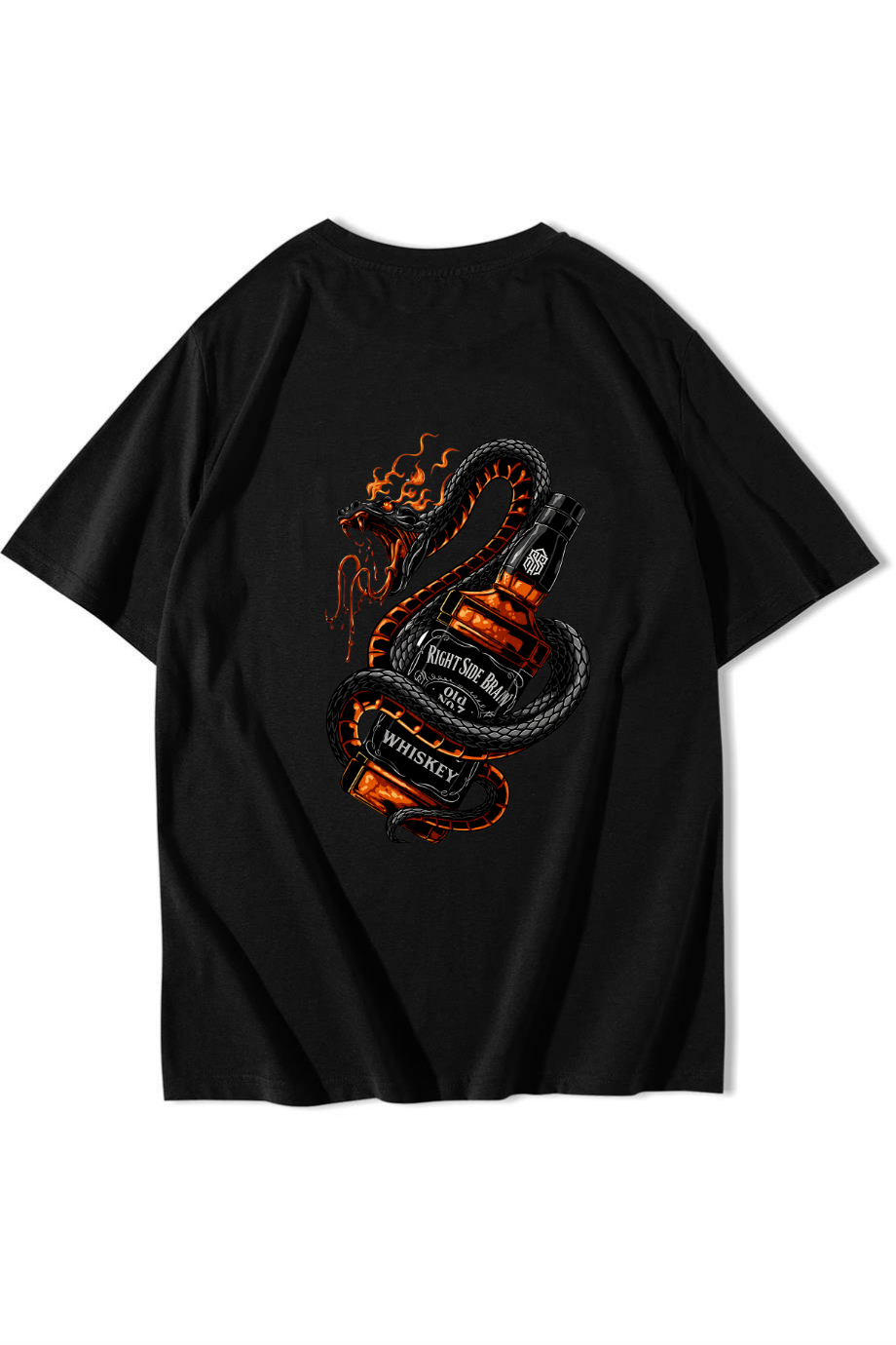 BRZ Collection Unisex Oversize Whiskey T-shirt Siyah
