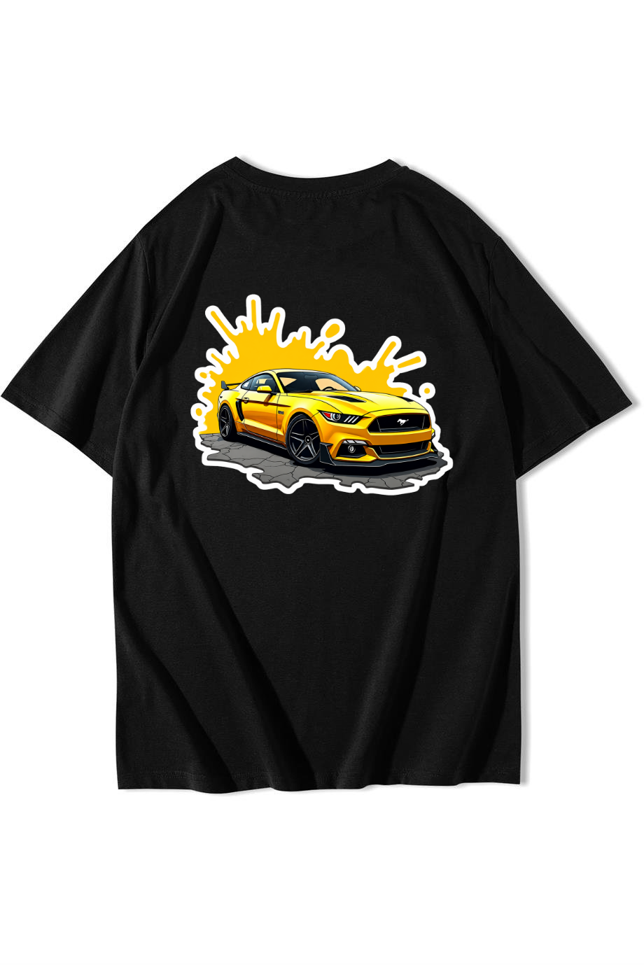 BRZ Collection Unisex Oversize Yellow Ferra ri T-shirt Siyah